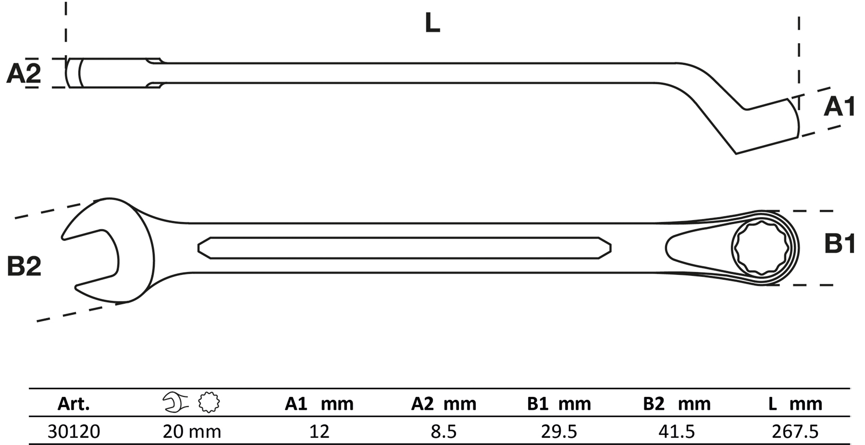 BGS Maul-Ringschlüssel, gekröpft | SW 20 mm