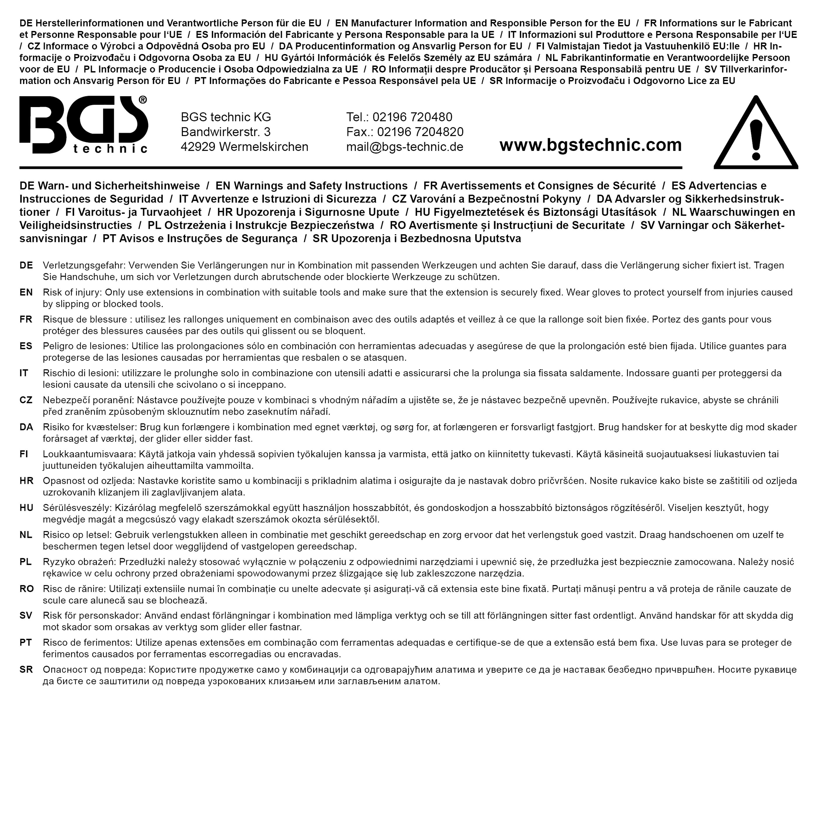 BGS Kipp-Verlängerung | 10 mm (3/8") | 250 mm