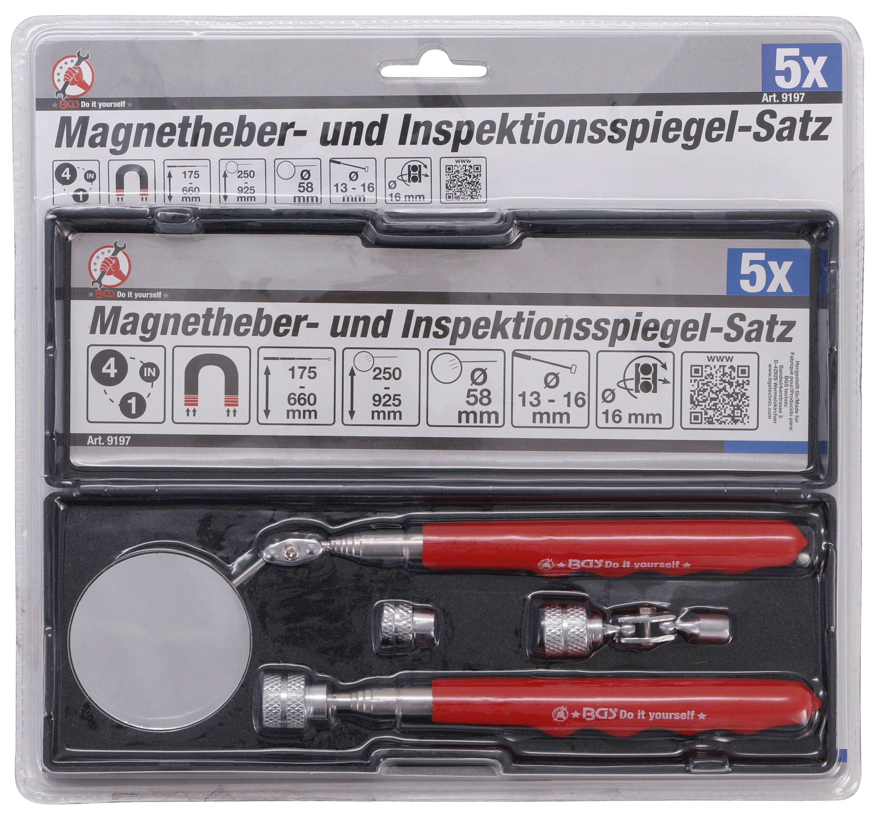 BGS Magnetheber- und Inspektionsspiegel-Satz | 4-tlg.