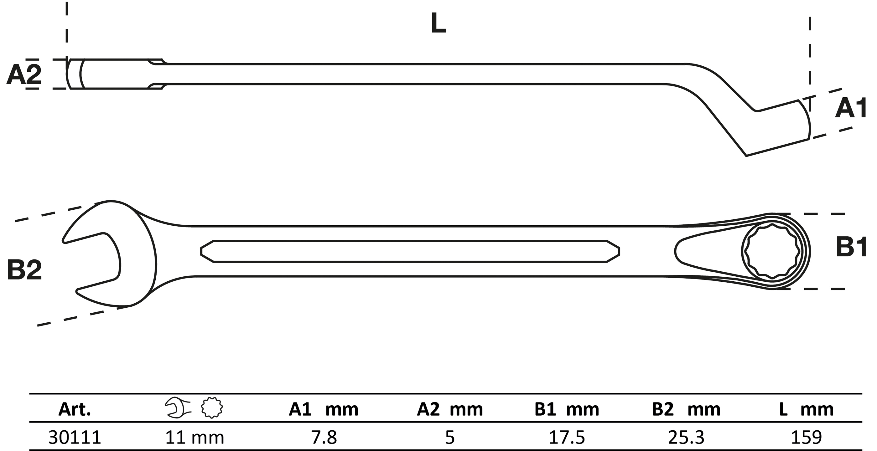 BGS Maul-Ringschlüssel, gekröpft | SW 11 mm