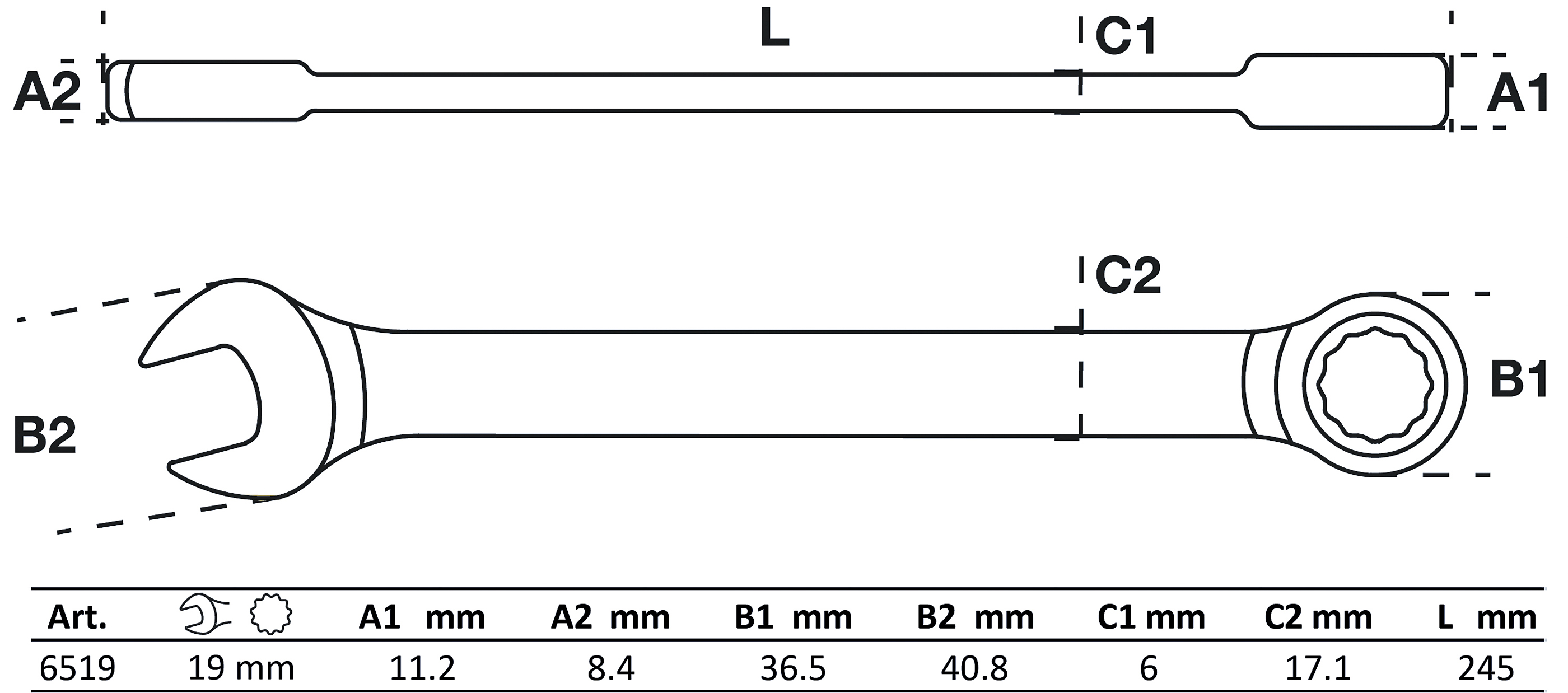 BGS Ratschenring-Maulschlüssel | SW 19 mm