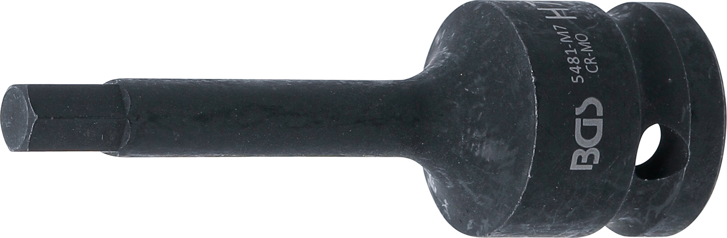 BGS Kraft-Bit-Einsatz | Länge 75 mm | Antrieb Innenvierkant 12,5 mm (1/2") | Innensechskant 7 mm