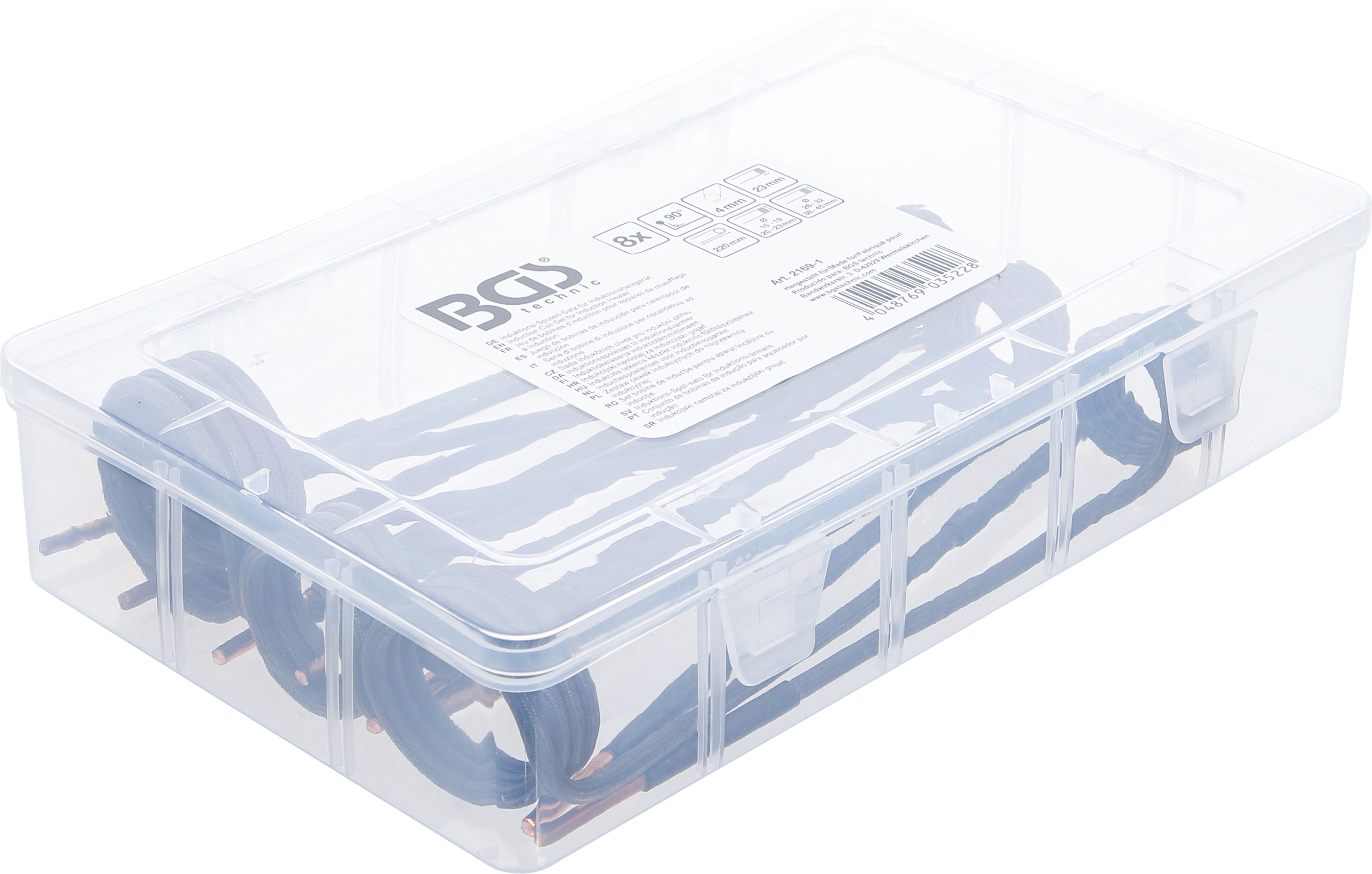 BGS Induktions-Spulen-Satz für Induktionsheizgerät | 90° abgewinkelt | für Art. 2169, 3390, 3391 | 8-tlg.