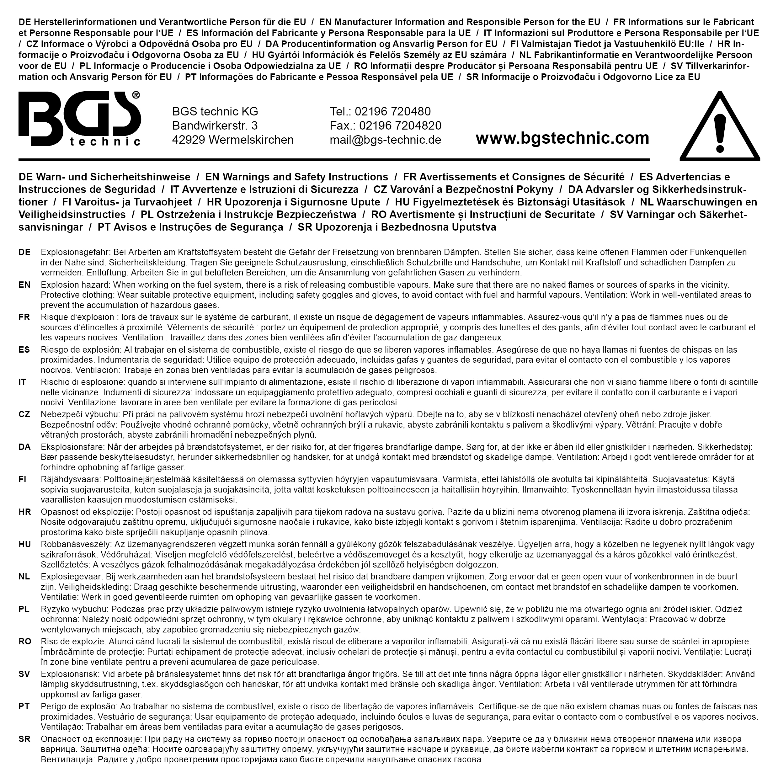 BGS CNG Flaschenventil-Schlüssel für Opel Zafira I