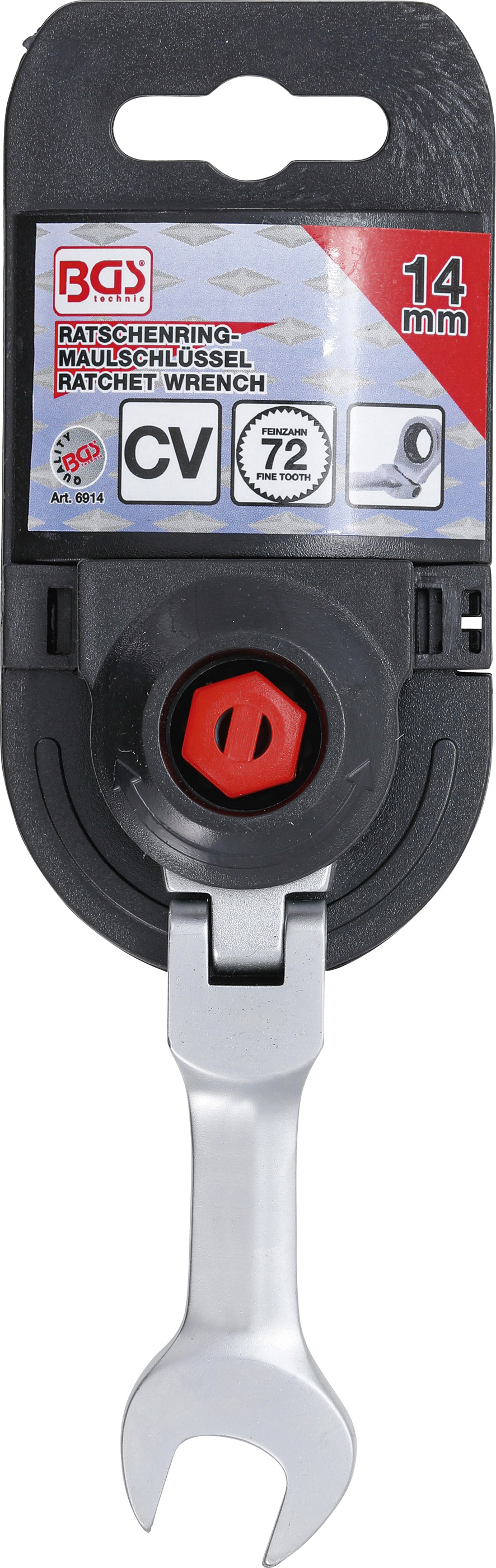 BGS Ratschenring-Maulschlüssel | kurz | abwinkelbar | SW 14 mm