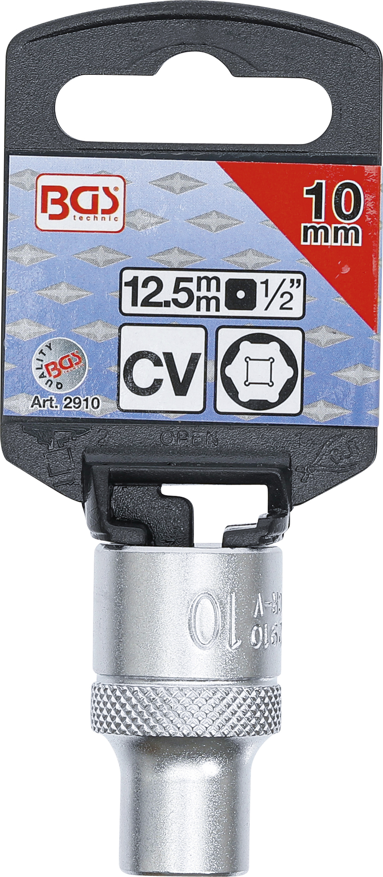 BGS Steckschlüssel-Einsatz Sechskant | Antrieb Innenvierkant 12,5 mm (1/2") | SW 10 mm