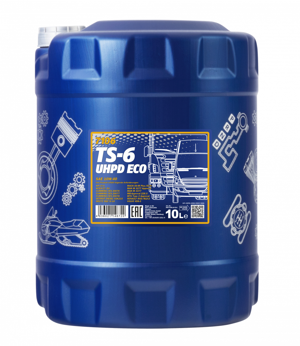 10W-40 Mannol 7106 TS-6 UHPD Eco LKW Motoröl 10 Liter