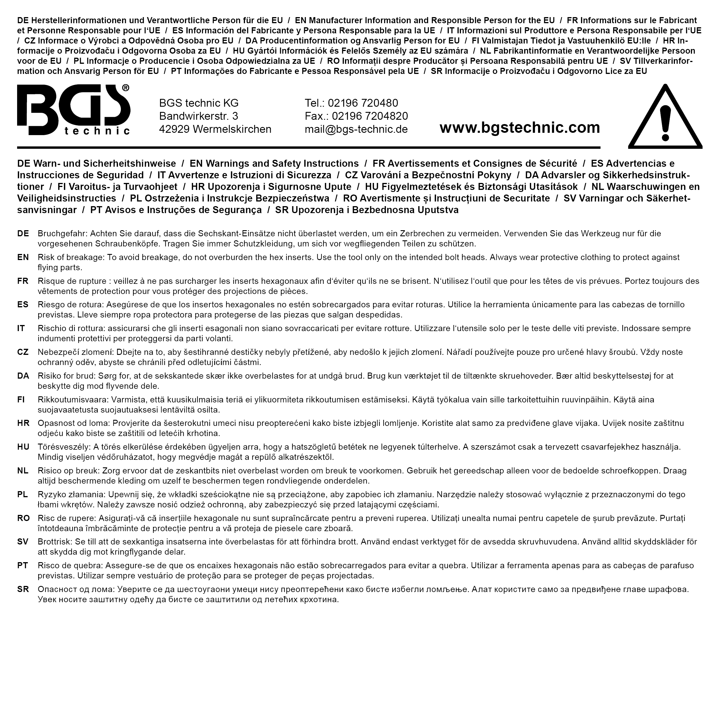 BGS Steckschlüssel-Einsatz Sechskant | Antrieb Innenvierkant 20 mm (3/4") | SW 48 mm