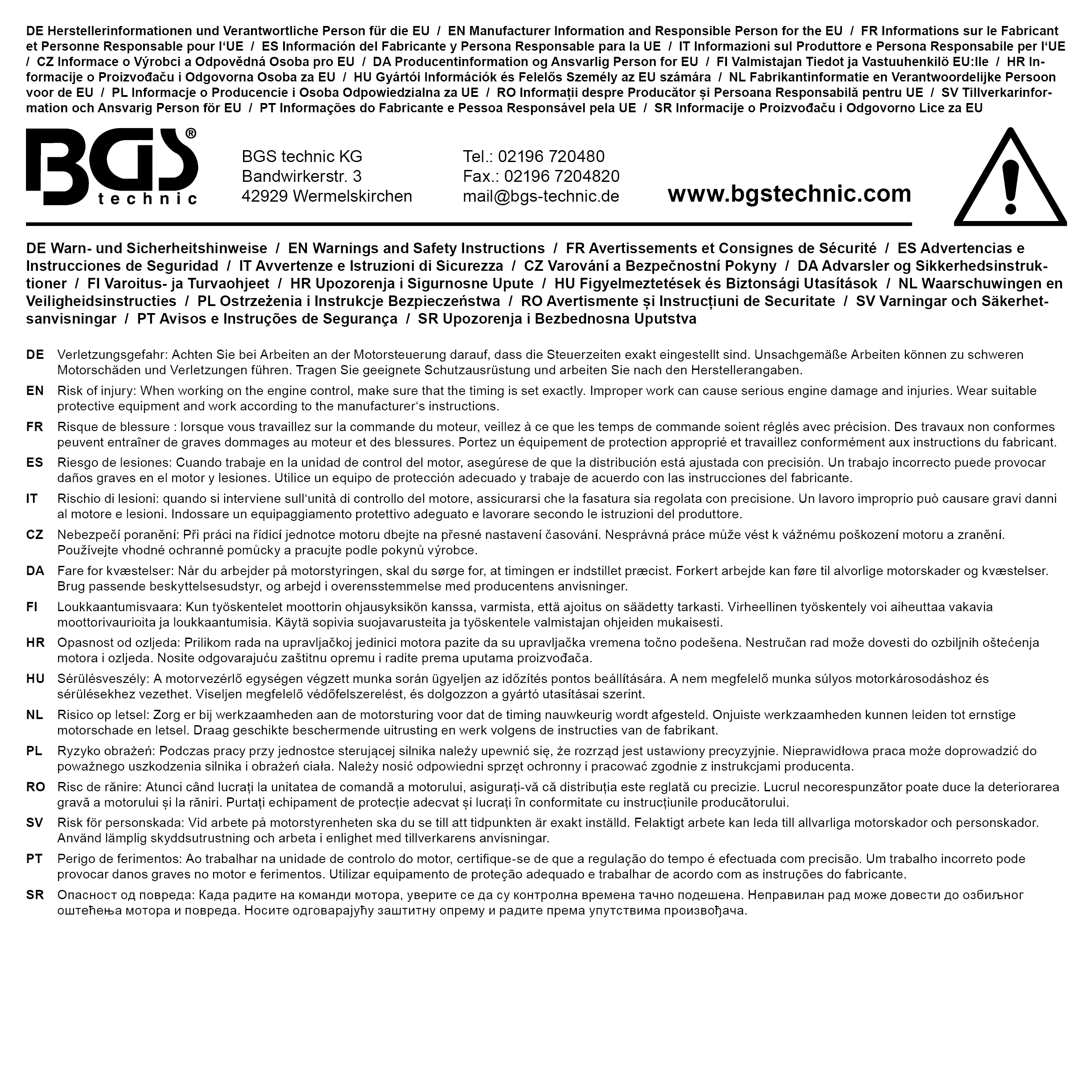 BGS Werkstattwageneinlage 1/3: Motor-Einstellwerkzeug-Satz | für Jeep 3.0 V6 Diesel | 9-tlg.