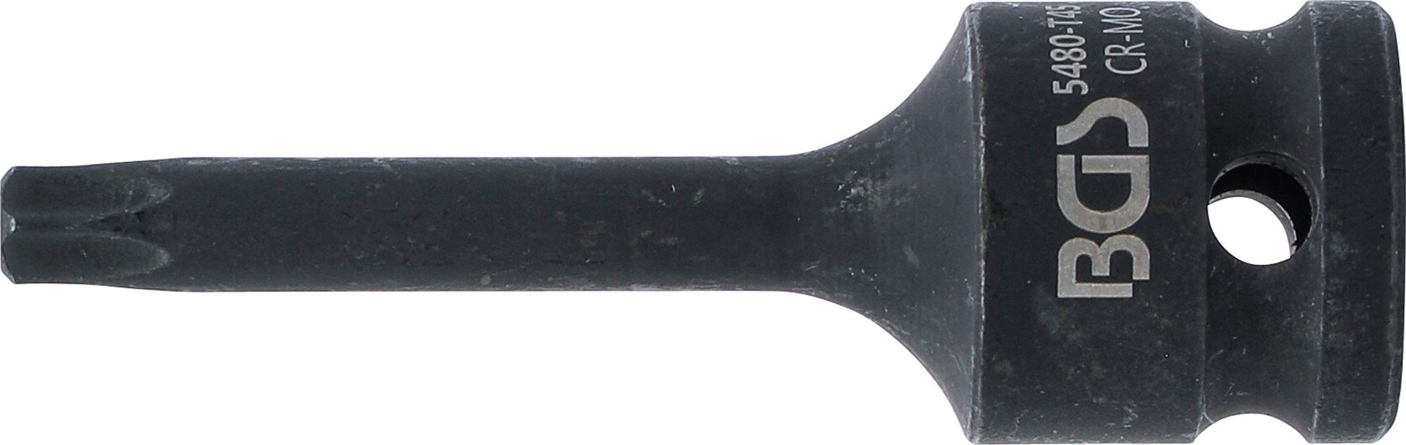 BGS Kraft-Bit-Einsatz | Länge 75 mm | Antrieb Innenvierkant 12,5 mm (1/2") | T-Profil (für Torx) T45