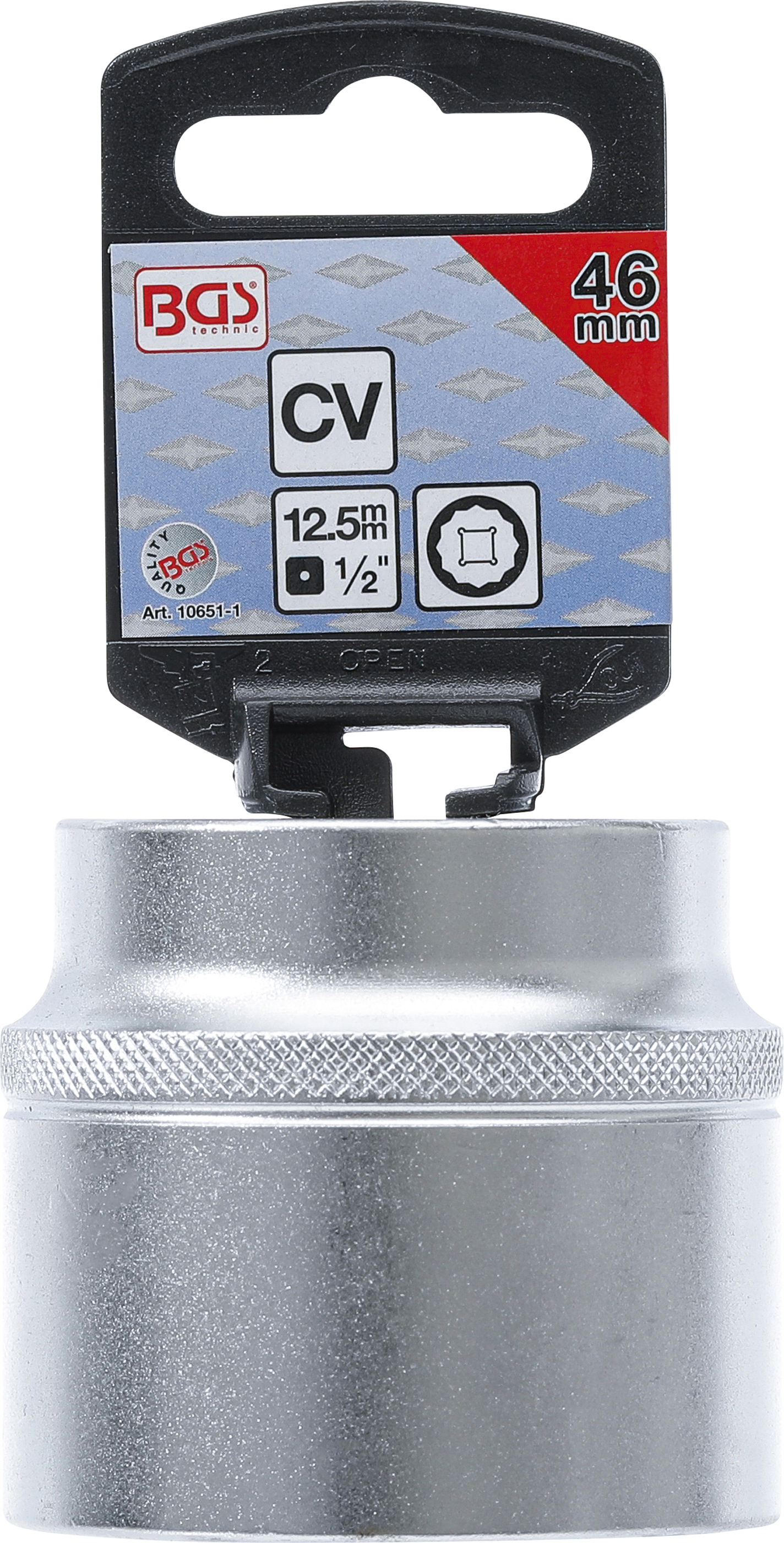 BGS Steckschlüssel-Einsatz Zwölfkant | Antrieb Innenvierkant 12,5 mm (1/2") | SW 46 mm