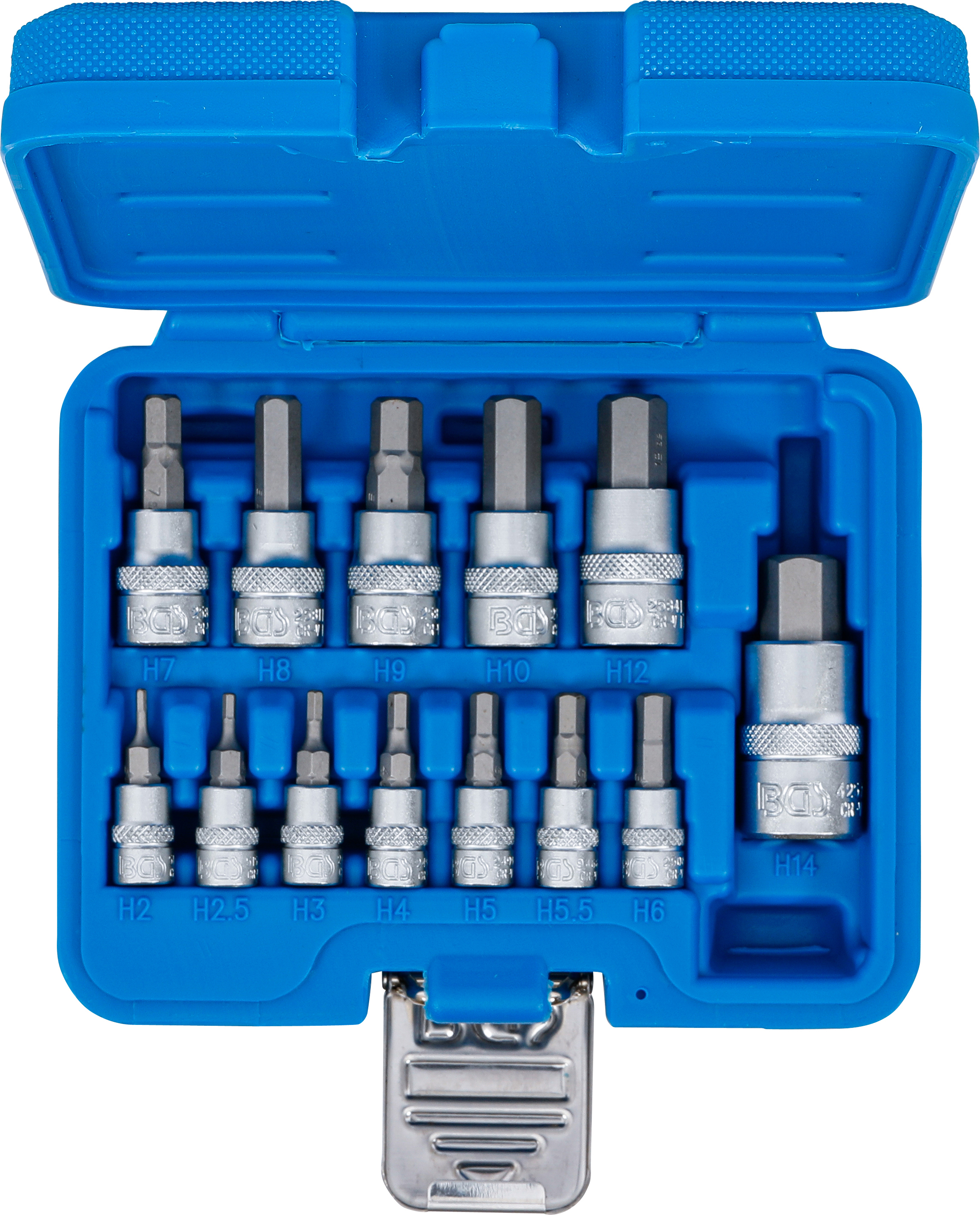 BGS Bit-Einsatz-Satz | Antrieb Innenvierkant 6,3 mm (1/4") / 10 mm (3/8") / 12,5 mm (1/2") | Innensechskant 2 - 14 mm | 13-tlg.