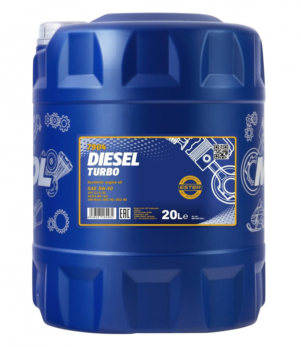 5W-40 Mannol 7904 Diesel Turbo Motoröl 20 Liter