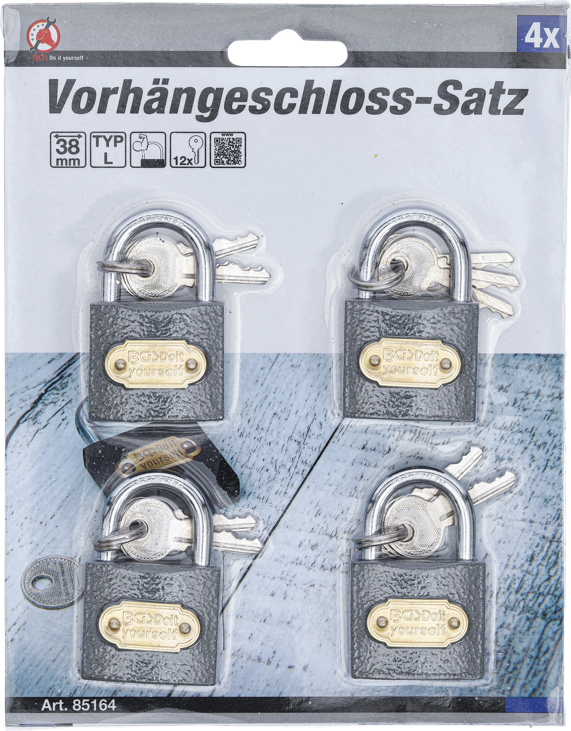 BGS Vorhängeschloss-Satz | gleichschließend | Typ L | 35mm | 4-tlg.