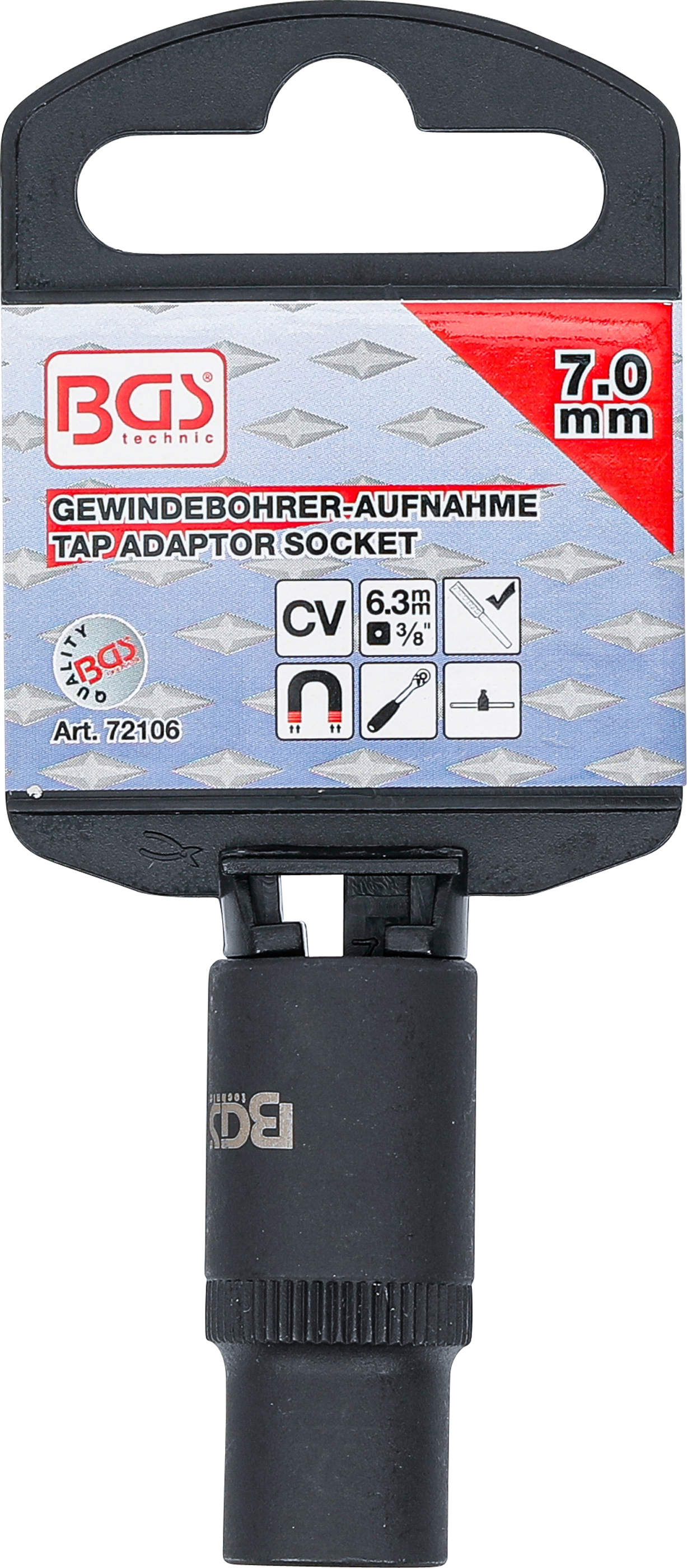 BGS Gewindebohrer-Aufnahme-Steckschlüssel-Einsatz | 10 mm (3/8") | 7,0 mm