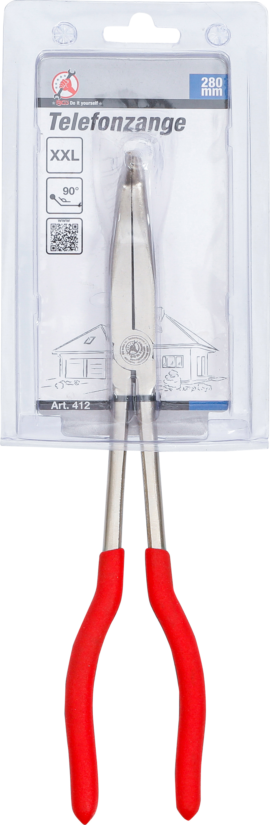 BGS Telefonzange | extra lang | 90° gebogen | 280 mm