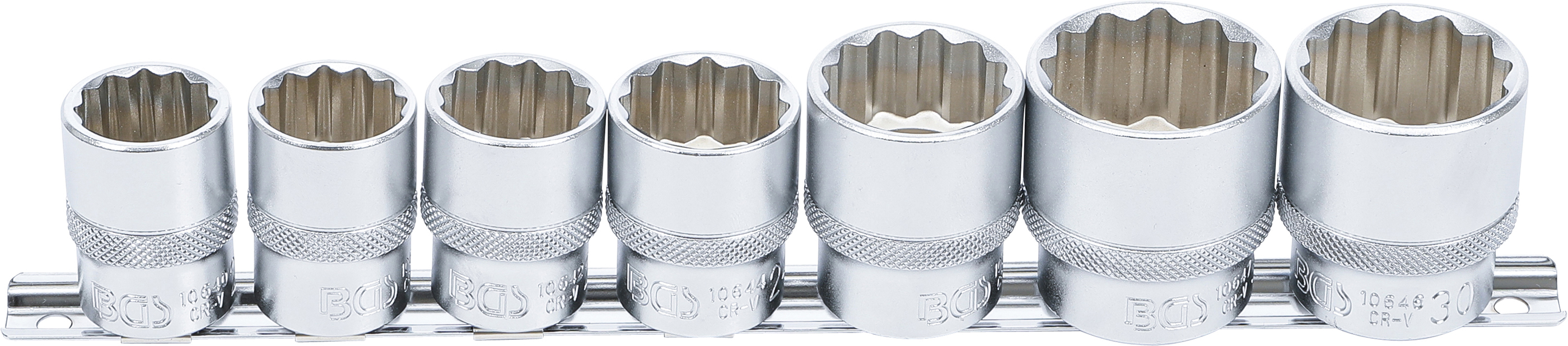 BGS Steckschlüssel-Einsatz-Satz, Zwölfkant | Antrieb Innenvierkant 12,5 mm (1/2") | SW 20 - 32 mm | 7-tlg.