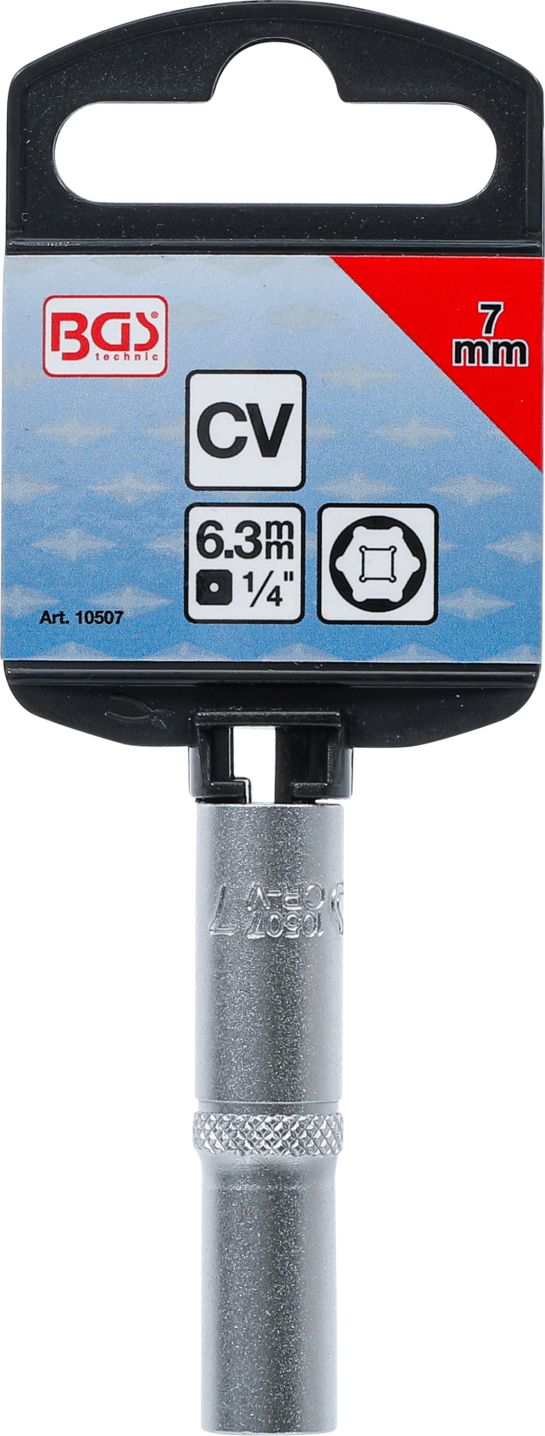 BGS Steckschlüssel-Einsatz Sechskant, tief | Antrieb Innenvierkant 6,3 mm (1/4") | SW 7 mm