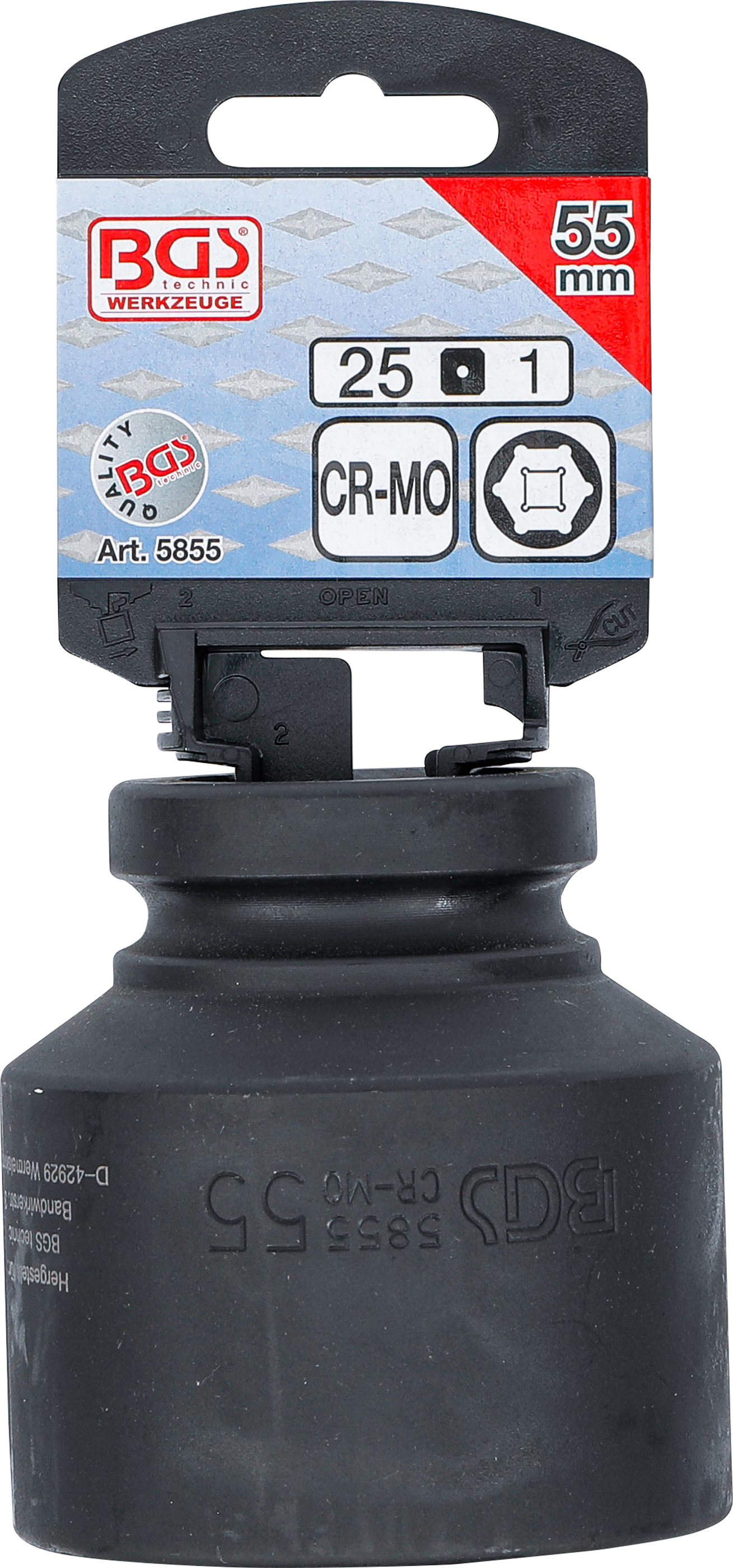 BGS Kraft-Steckschlüssel-Einsatz Sechskant | Antrieb Innenvierkant 25 mm (1") | SW 55 mm