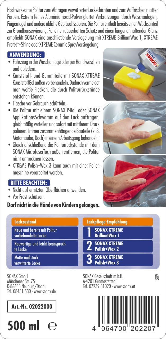 Sonax Xtreme Polish + Wax 3 Hybrid NPT Politur 500 ml