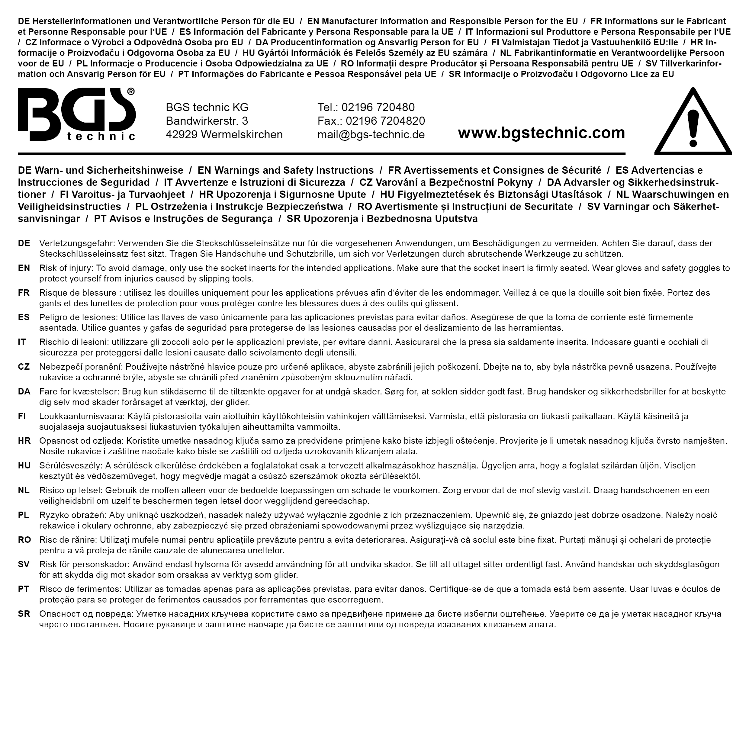 BGS Steckschlüssel-Einsatz-Satz, Zwölfkant | Antrieb Innenvierkant 12,5 mm (1/2") | Zollgrößen | 10-tlg.