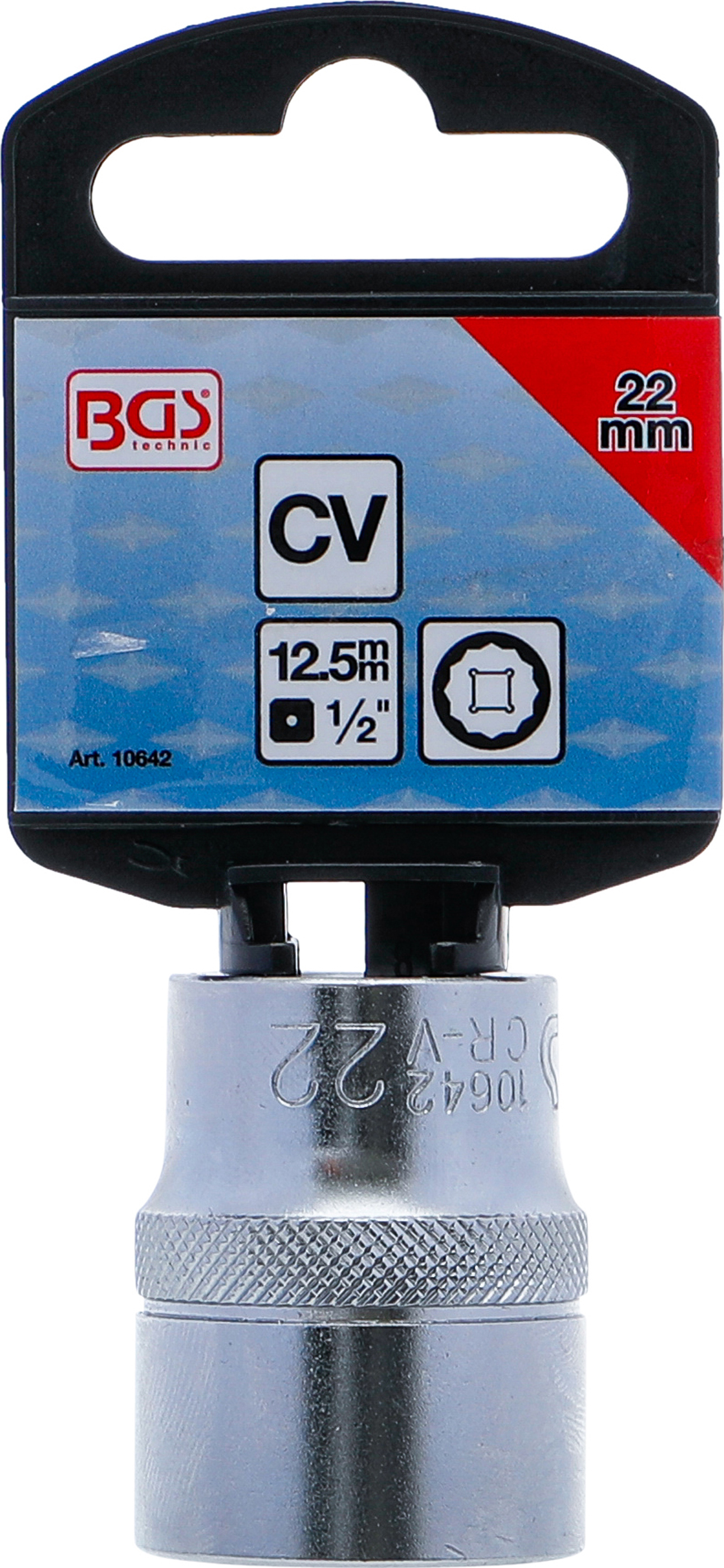 BGS Steckschlüssel-Einsatz Zwölfkant | Antrieb Innenvierkant 12,5 mm (1/2") | SW 22 mm