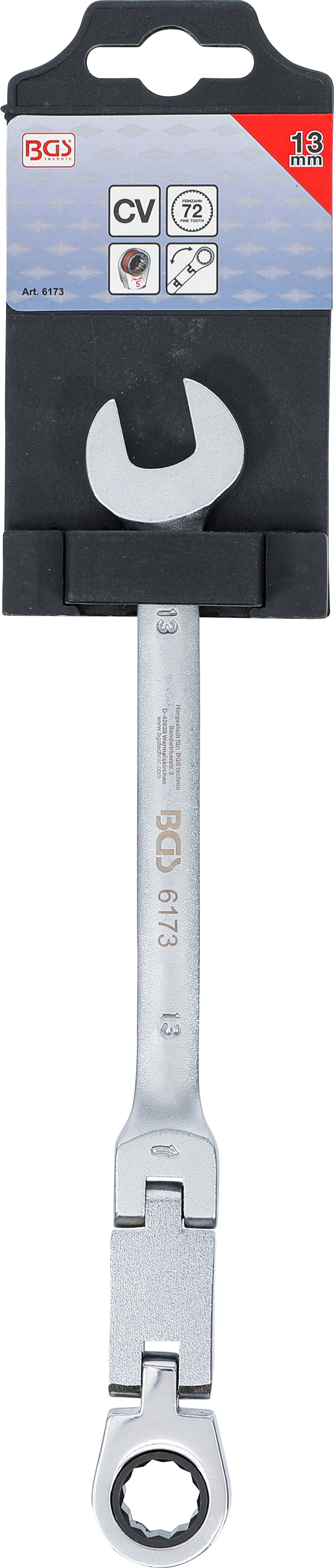 BGS Doppelgelenk-Ratschenring-Maulschlüssel | abwinkelbar | SW 13 mm