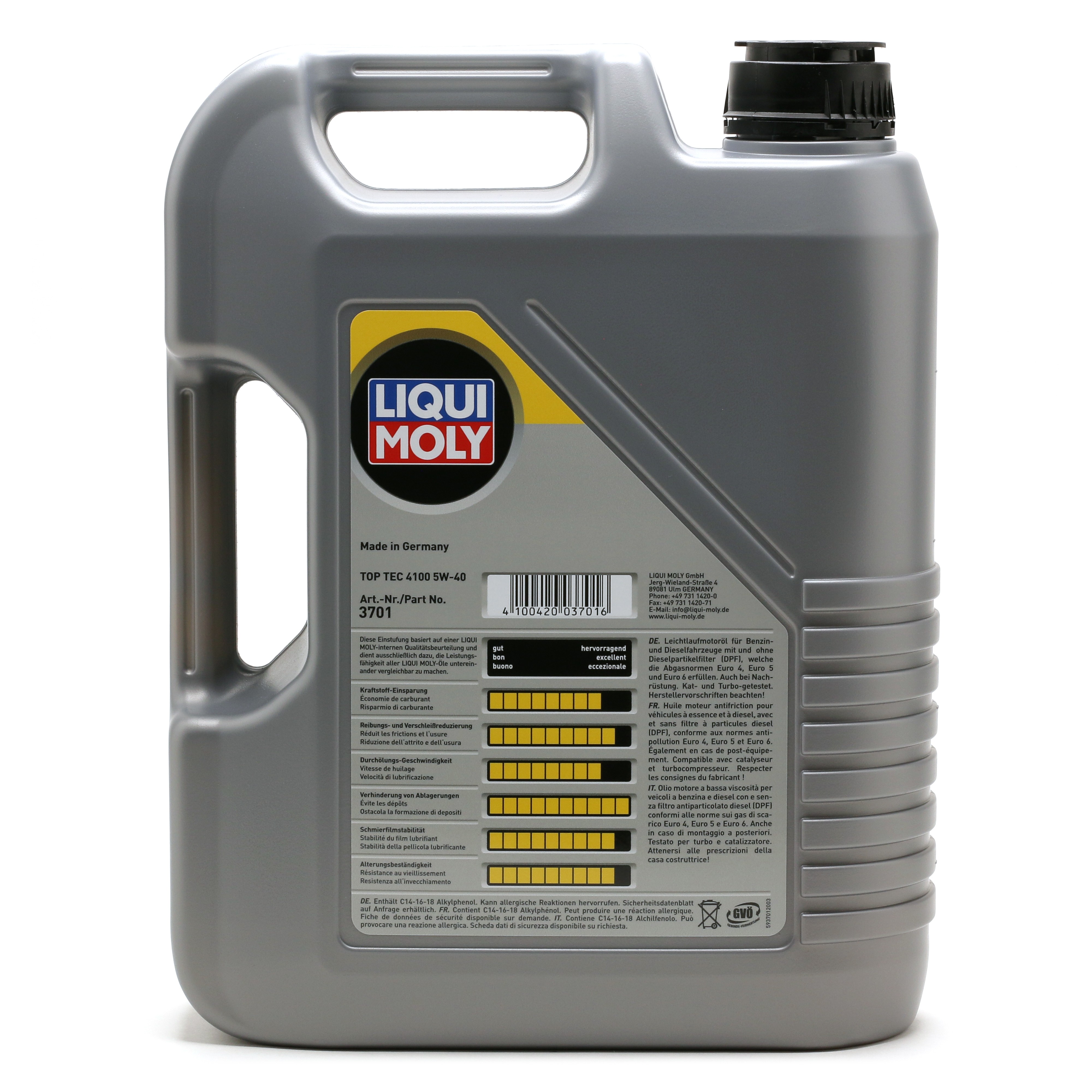 5W-40 Liqui Moly 3701 Top Tec 4100 Motoröl 5 Liter