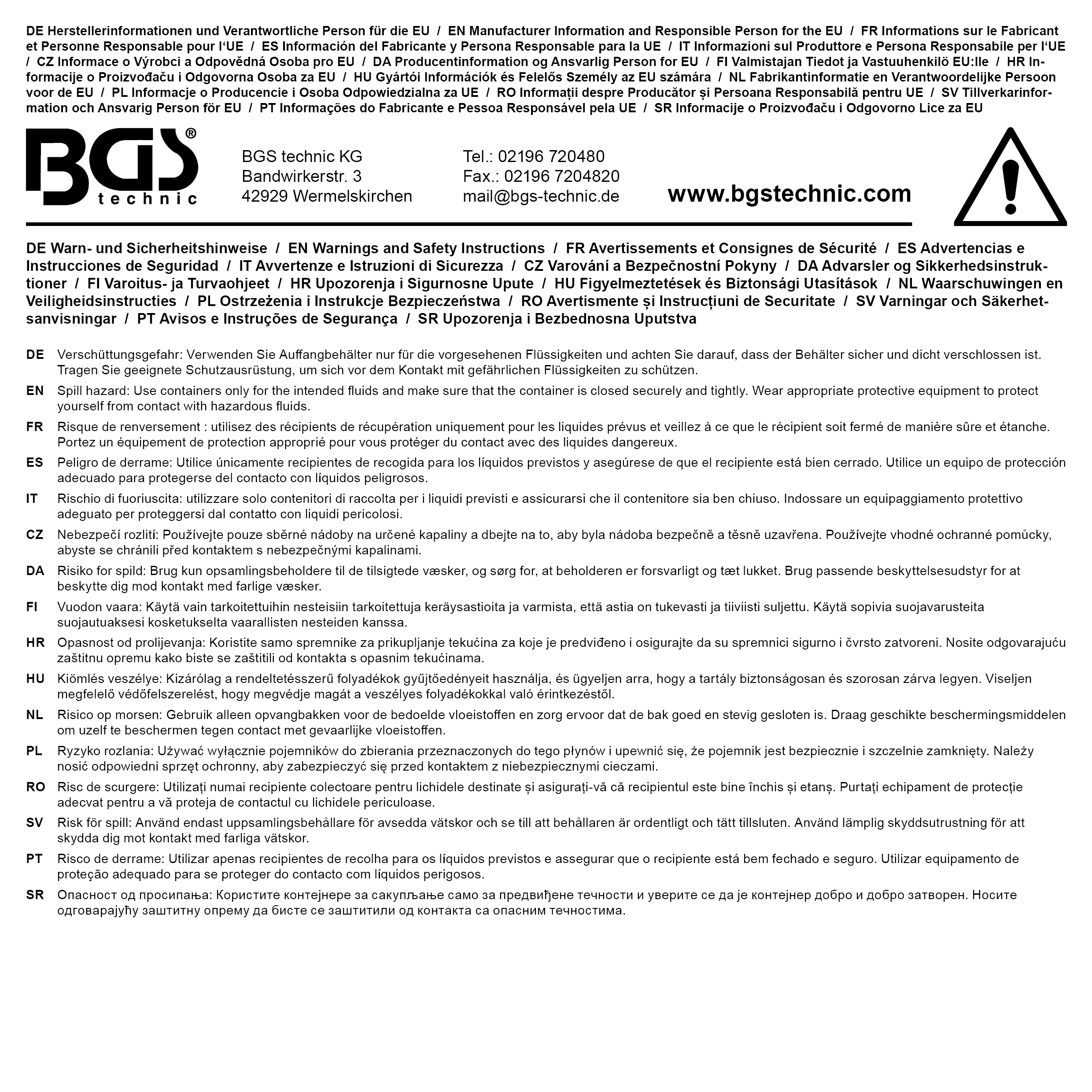 BGS Kunststoff-Zylinder| transparent | für Druckluft-Öl-Absauggerät | für 8545