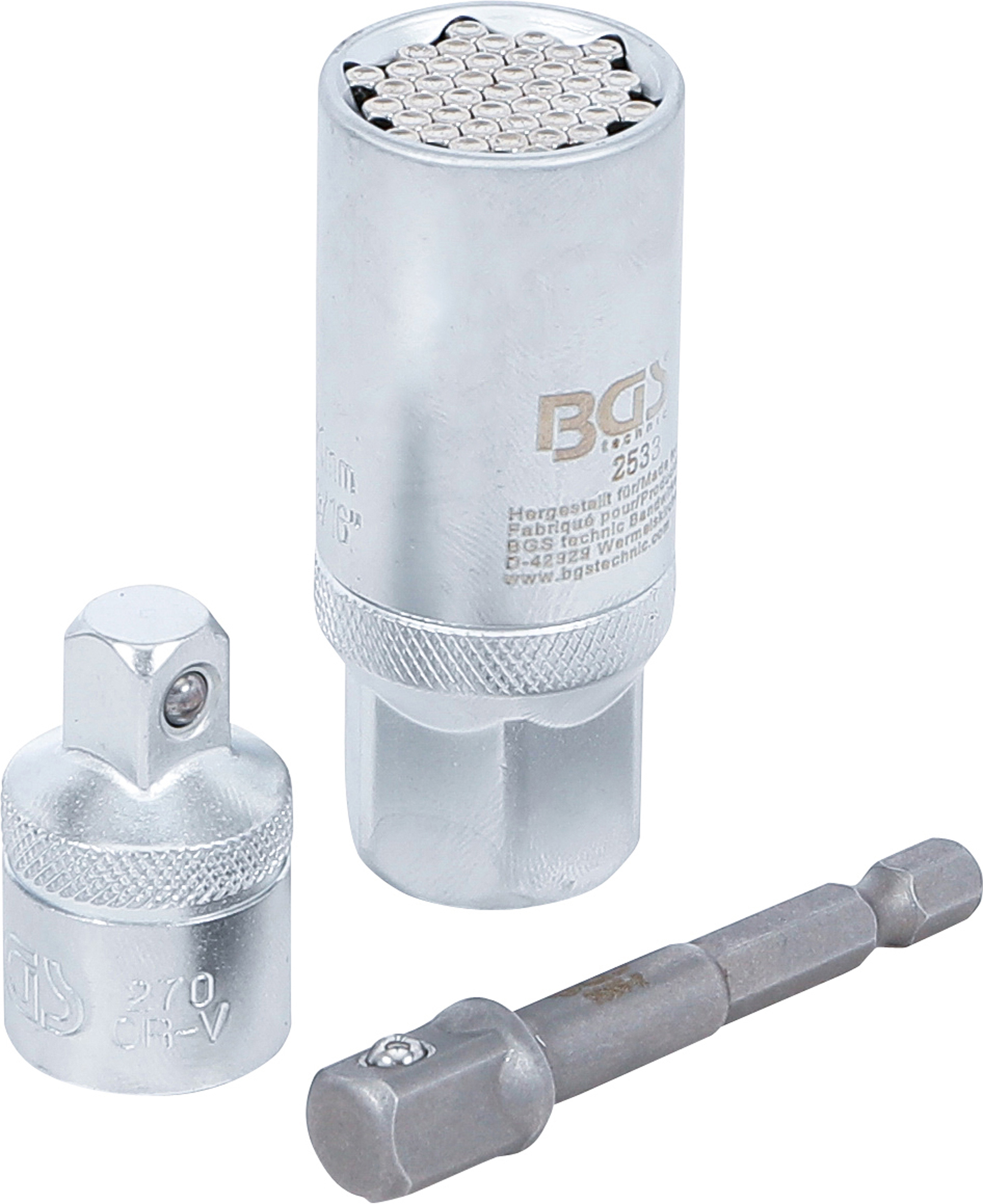 BGS Multi-Einsatz mit Adapter-Satz | 10 mm (3/8") | SW 9 - 21 mm | 3-tlg.
