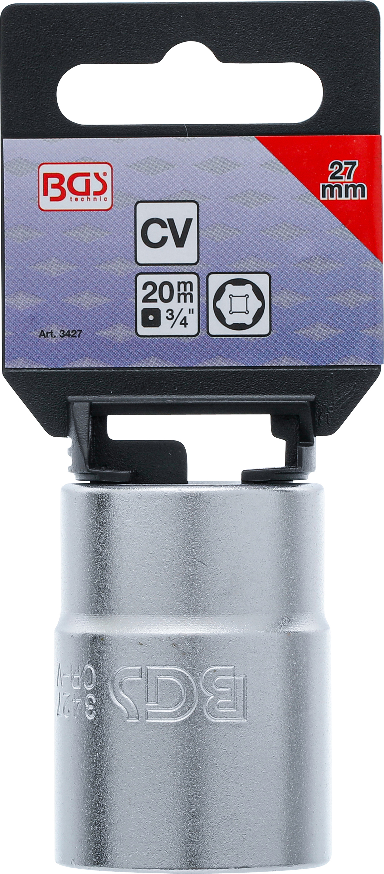 BGS Steckschlüssel-Einsatz Sechskant | Antrieb Innenvierkant 20 mm (3/4") | SW 27 mm