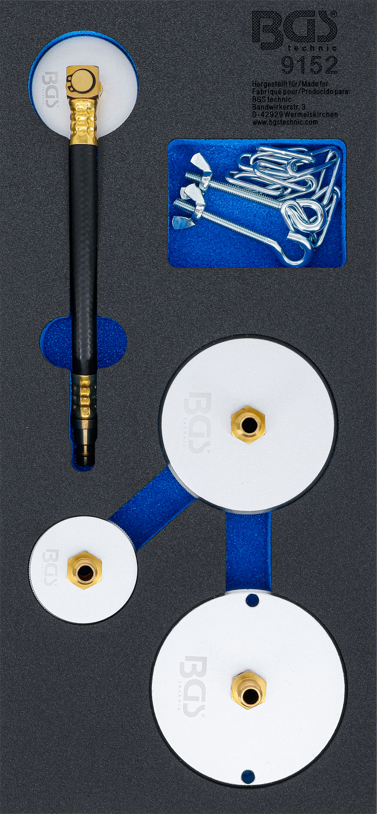 BGS Werkstattwageneinlage 1/3: Adapter-Satz für Druckluft-Bremsenentlüfter | 4-tlg.