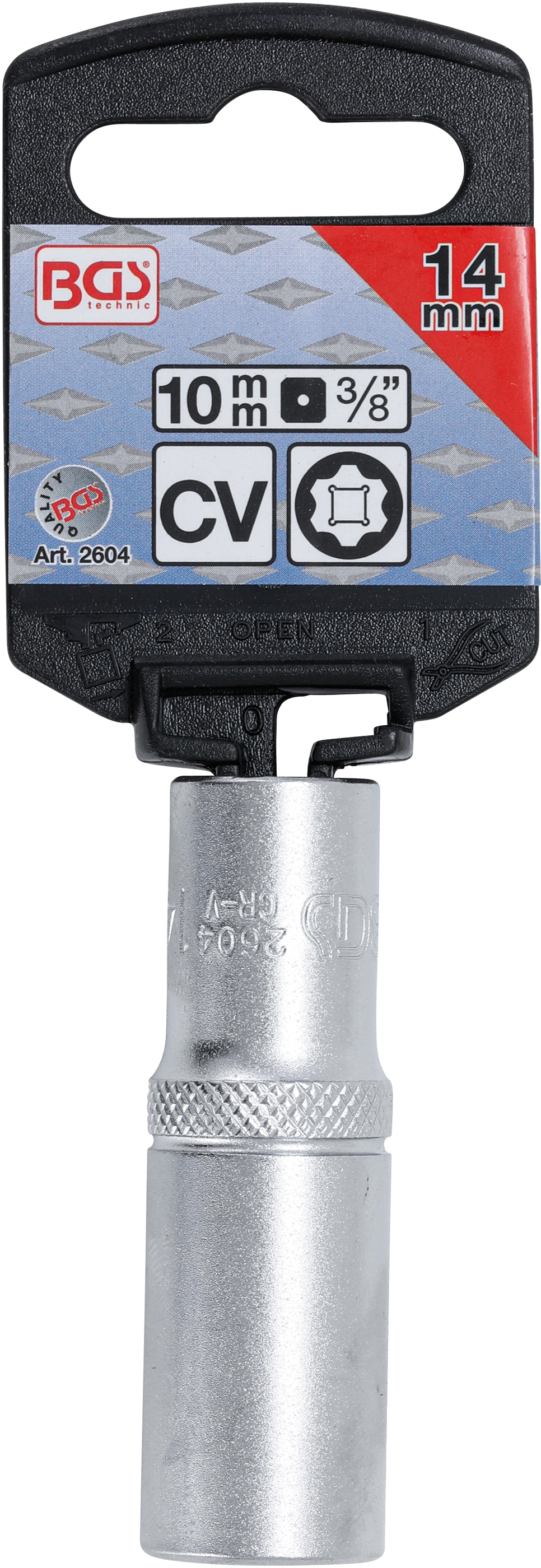 BGS Steckschlüssel-Einsatz Super Lock, tief | Antrieb Innenvierkant 10 mm (3/8") | SW 14 mm