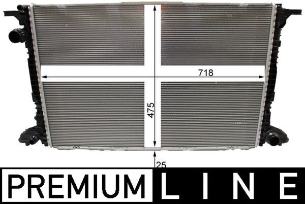Kühler, Motorkühlung “MAHLE Kühlrippen gelötet , 718 mm, 475 mm”