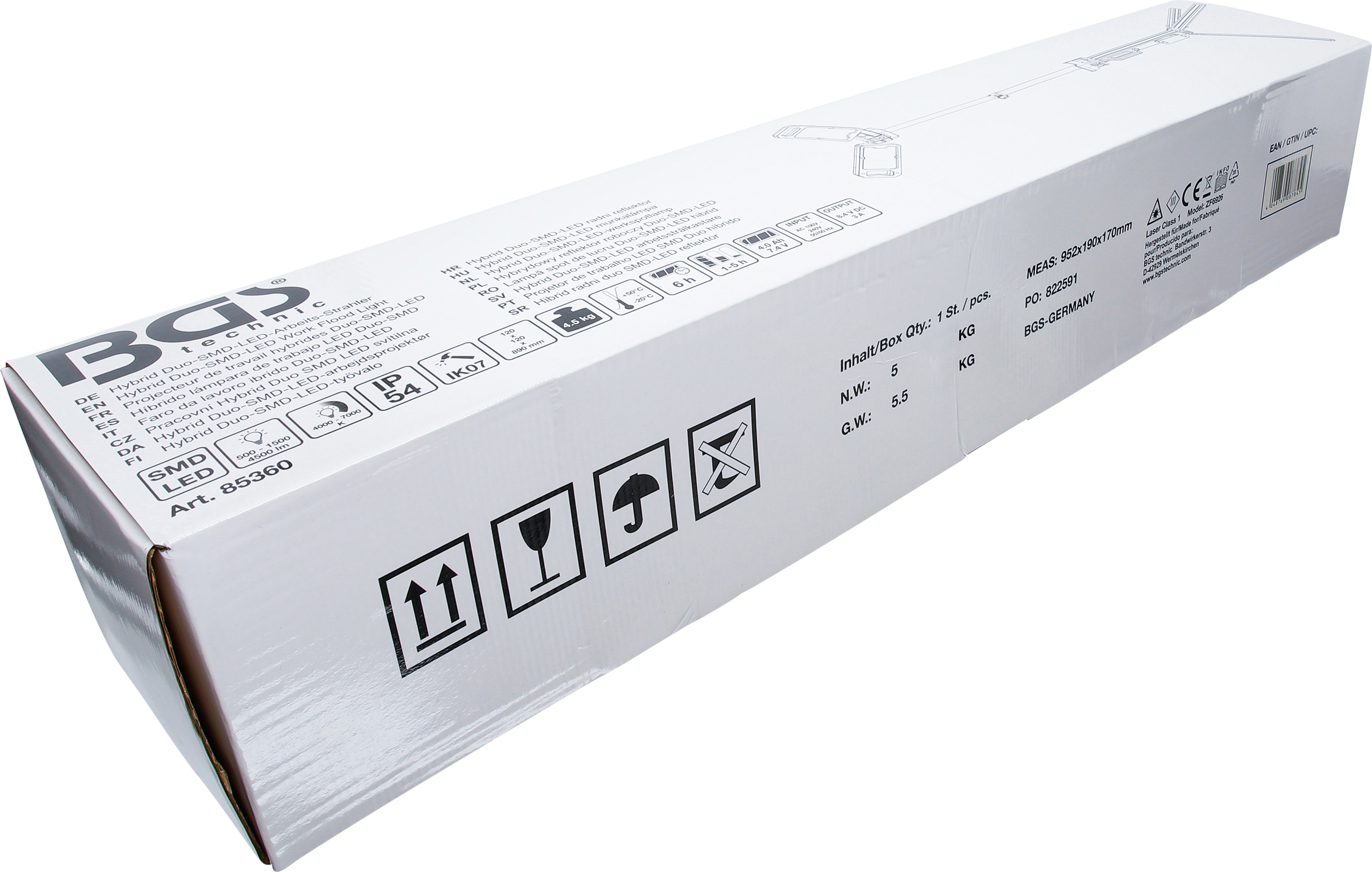 BGS Hybrid Duo-SMD-LED-Arbeits-Strahler | mit Stativ