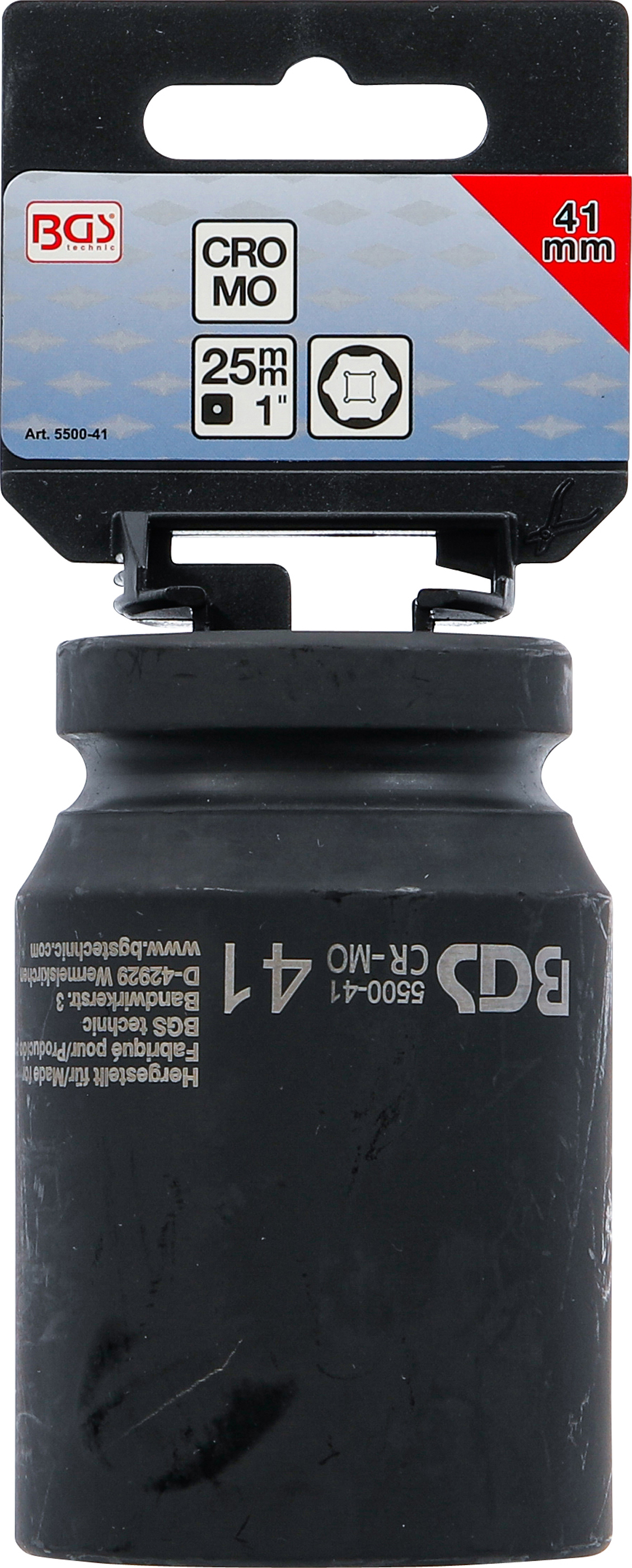 BGS Kraft-Steckschlüssel-Einsatz Sechskant, tief | Antrieb Innenvierkant 25 mm (1") | SW 41 mm