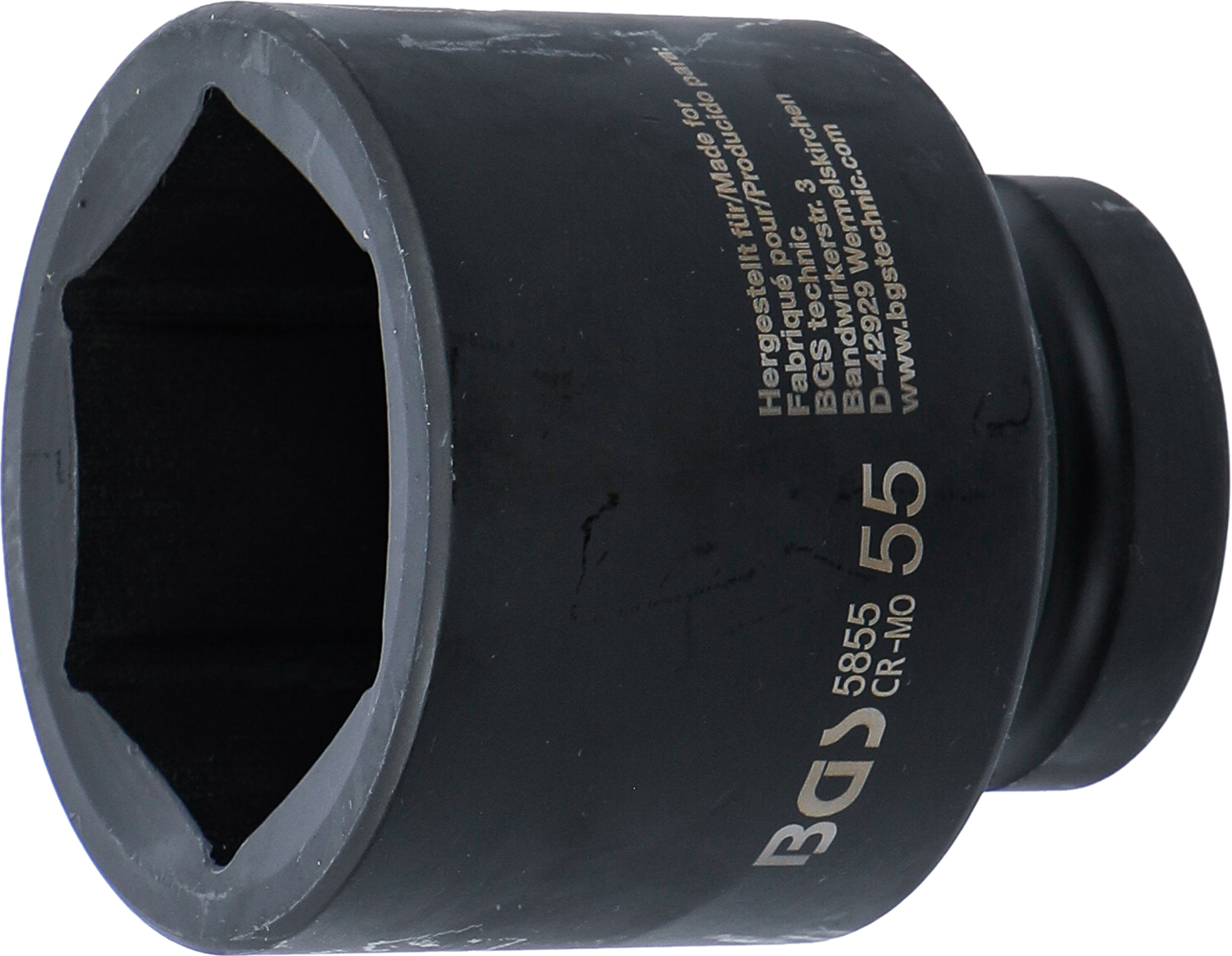 BGS Kraft-Steckschlüssel-Einsatz Sechskant | Antrieb Innenvierkant 25 mm (1") | SW 55 mm