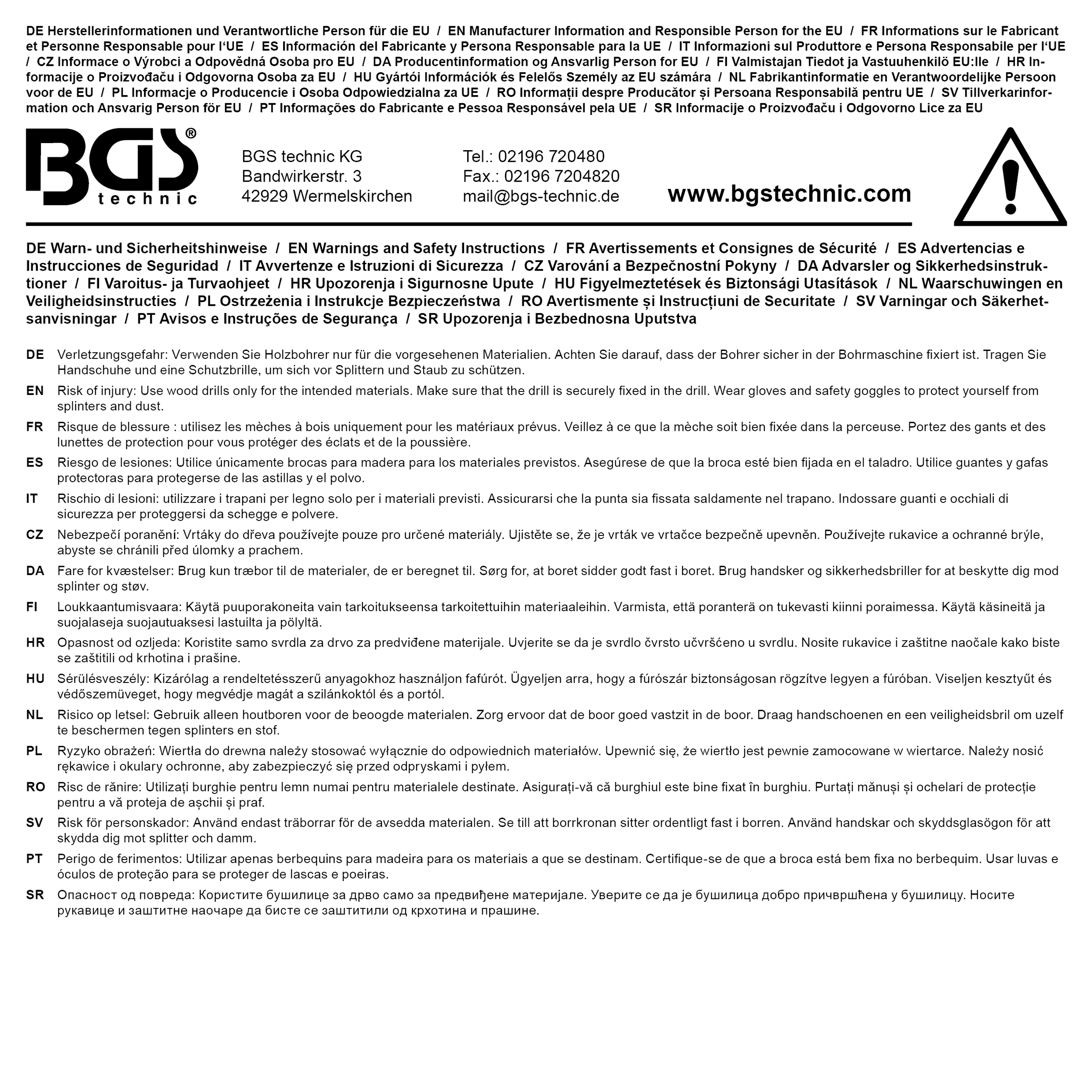 BGS Senkbohrer-Satz | 8-tlg.