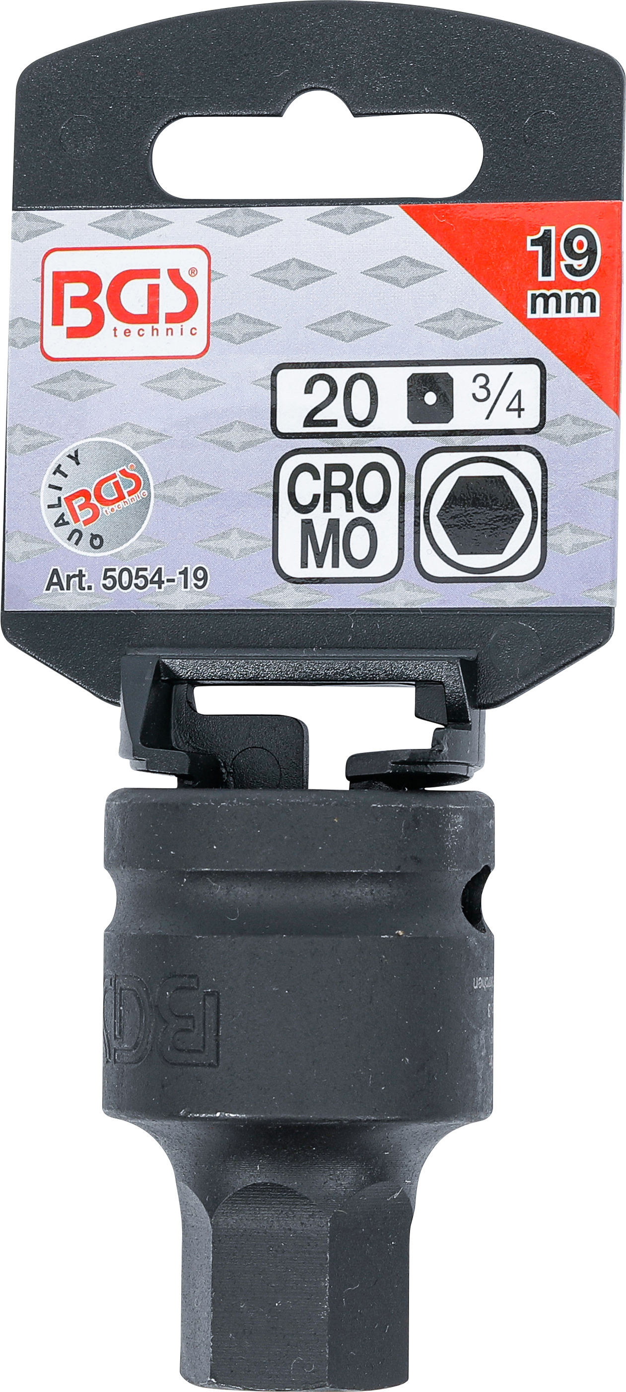 BGS Kraft-Bit-Einsatz | Länge 55 mm | Antrieb Innenvierkant 20 mm (3/4") | Innensechskant 19 mm