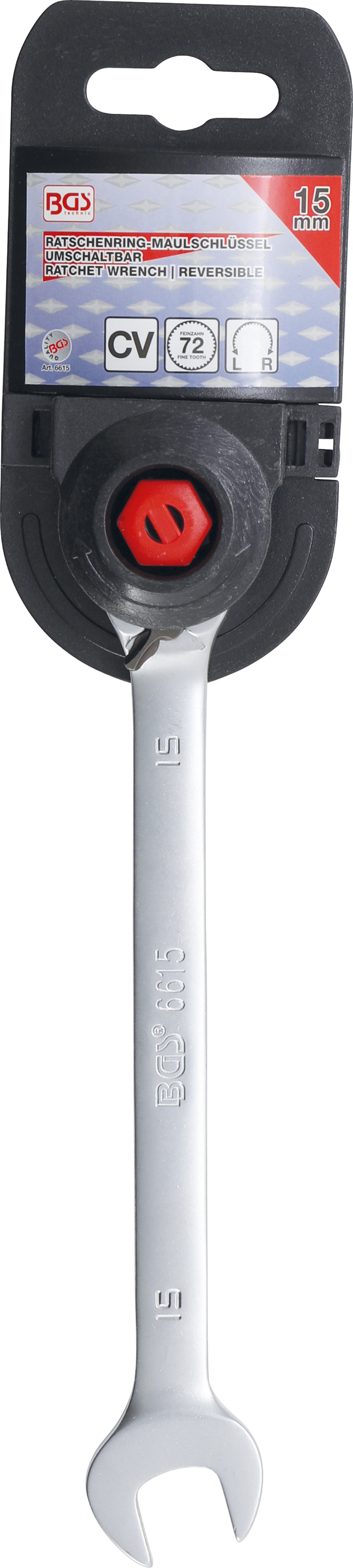 BGS Ratschenring-Maulschlüssel | umschaltbar | SW 15 mm