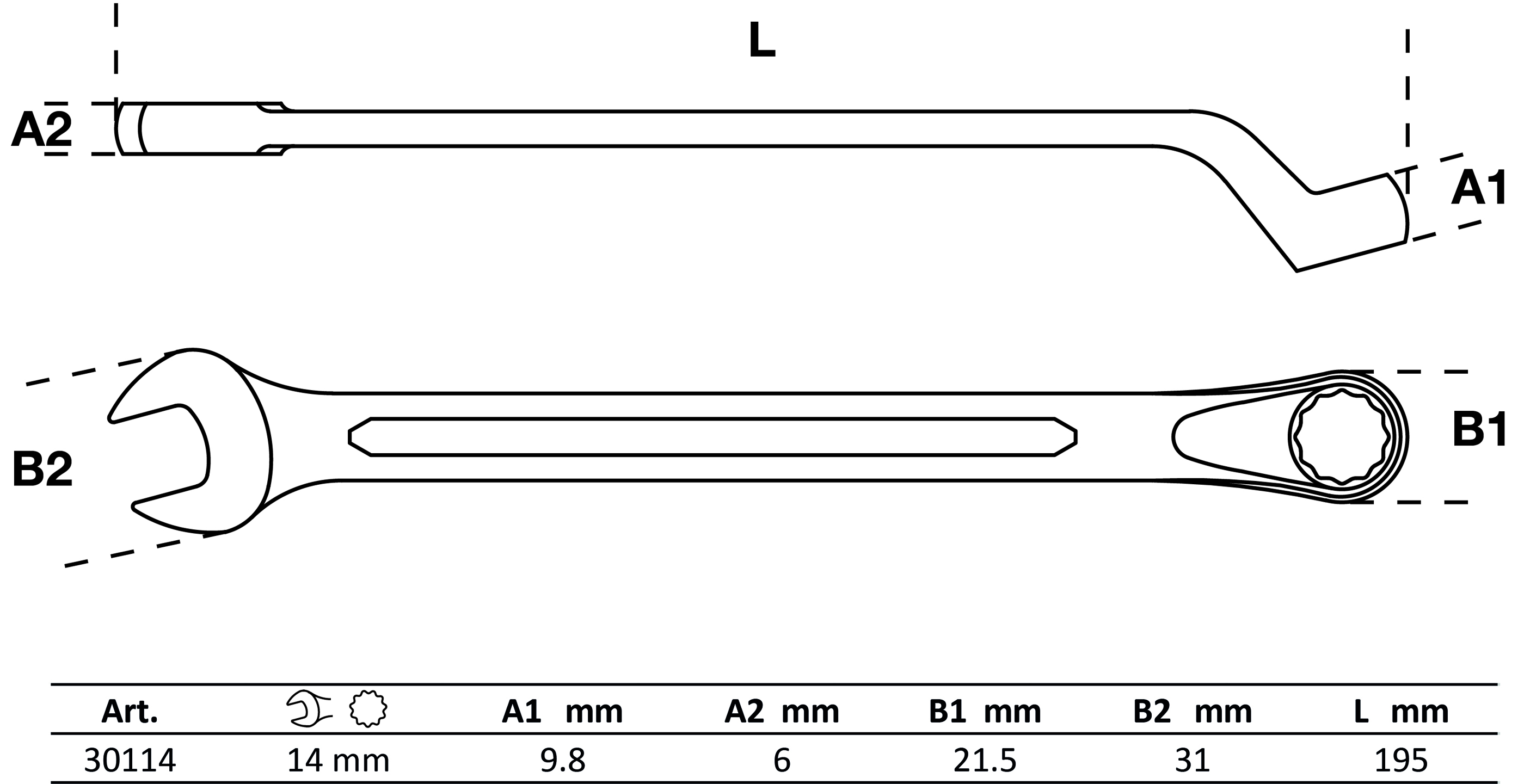 BGS Maul-Ringschlüssel, gekröpft | SW 14 mm