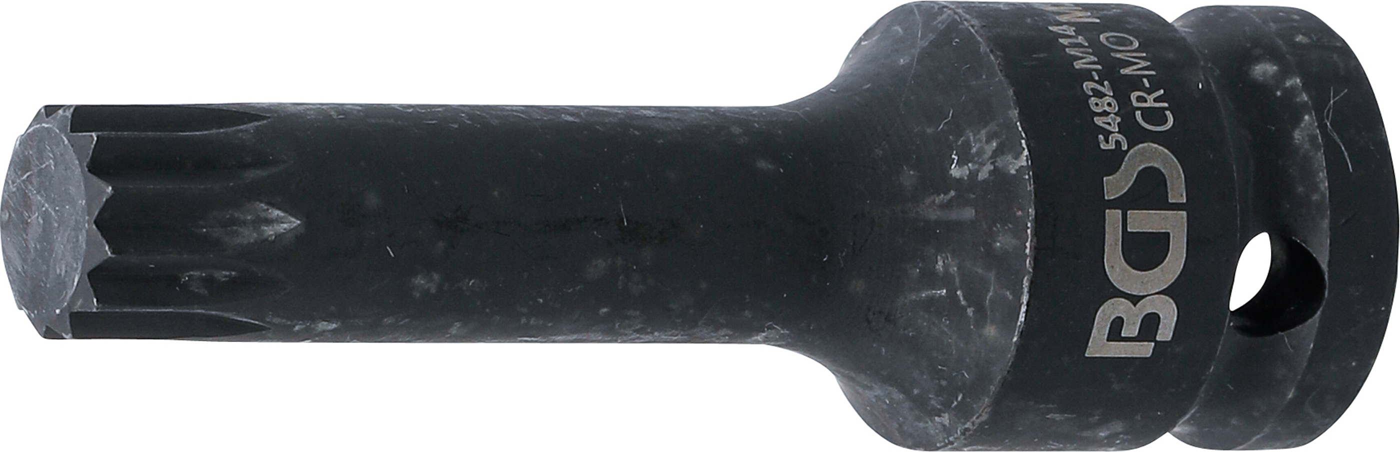 BGS Kraft-Bit-Einsatz | Länge 78 mm | Antrieb Innenvierkant 12,5 mm (1/2") | Innenvielzahn (für XZN) M14