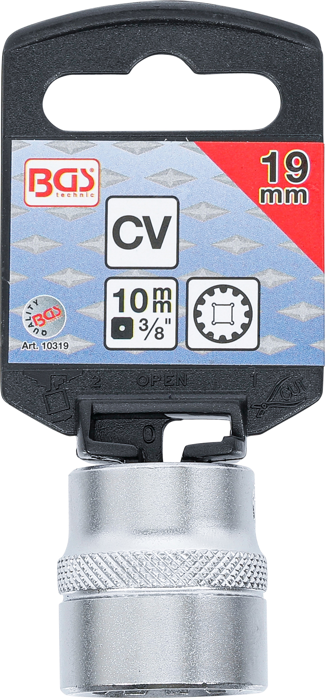 BGS Steckschlüssel-Einsatz Gear Lock | Antrieb Innenvierkant 10 mm (3/8") | SW 19 mm