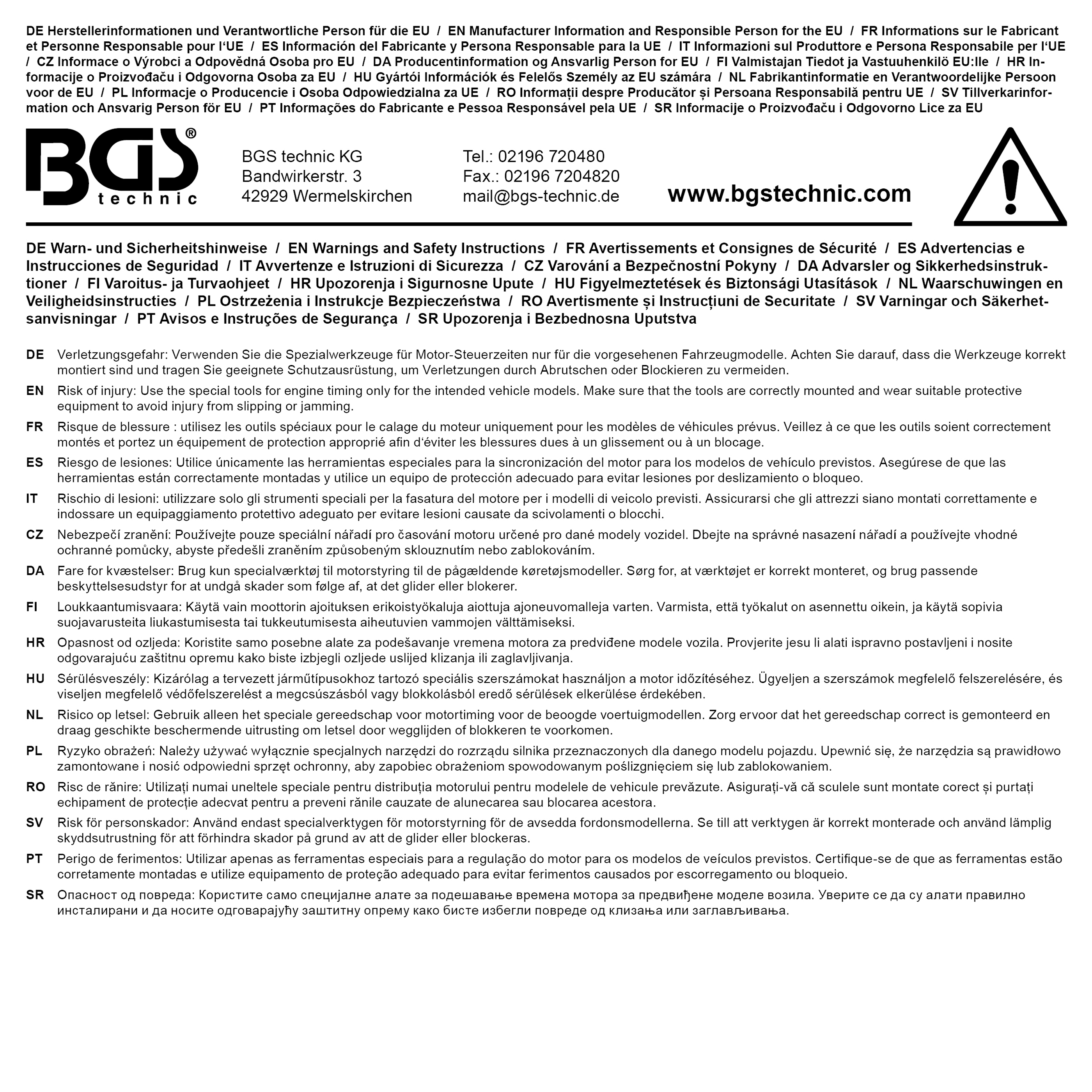 BGS Motor-Einstellwerkzeug-Satz | für Fiat, Alfa Romeo, Lancia 1.2 16V, 1.4 16V, T-Jet