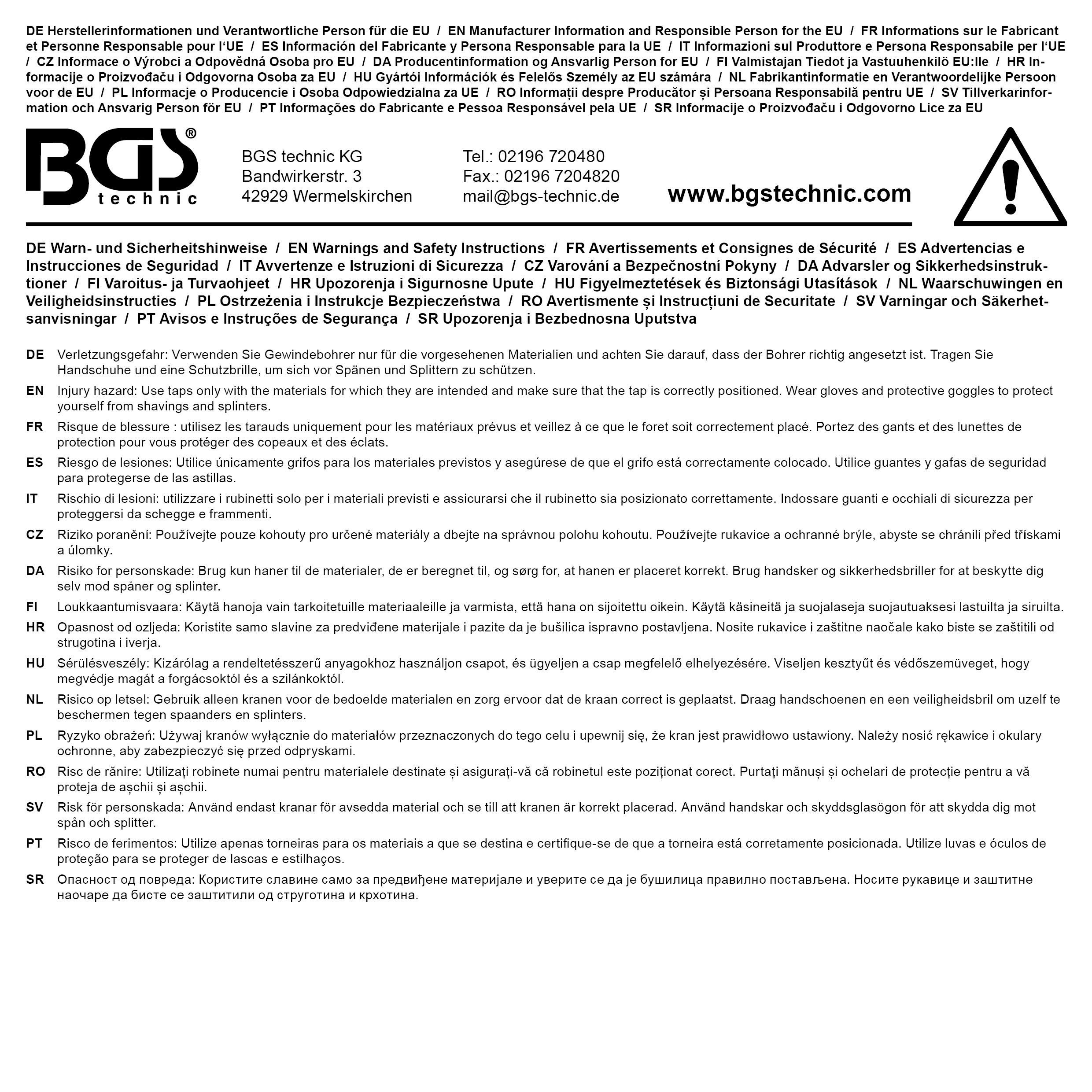 BGS STI-Einschnitt-Gewindebohrer | HSS-G | M8 x 1.0