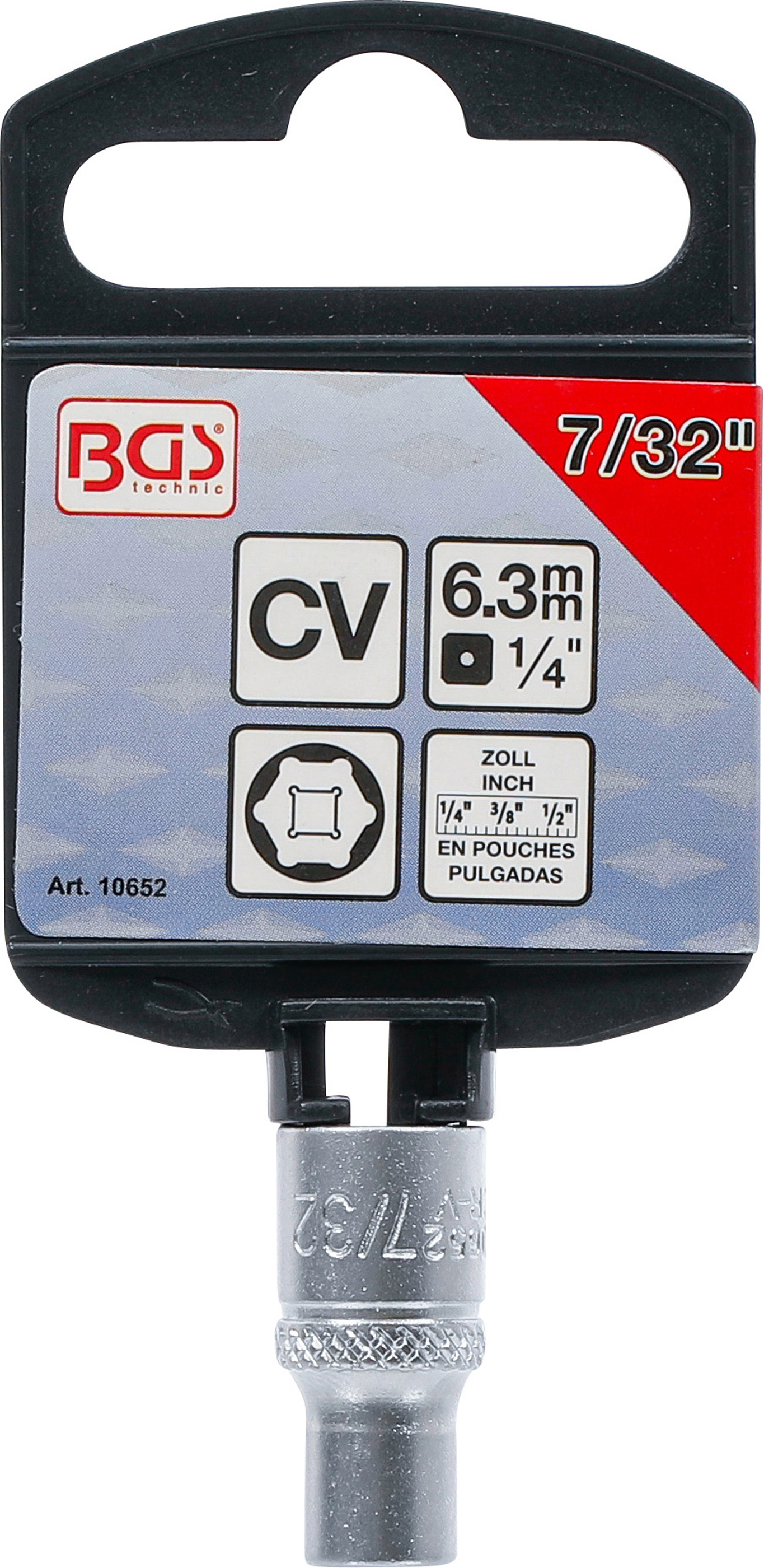 BGS Steckschlüssel-Einsatz Sechskant | Antrieb Innenvierkant 6,3 mm (1/4") | SW 7/32"