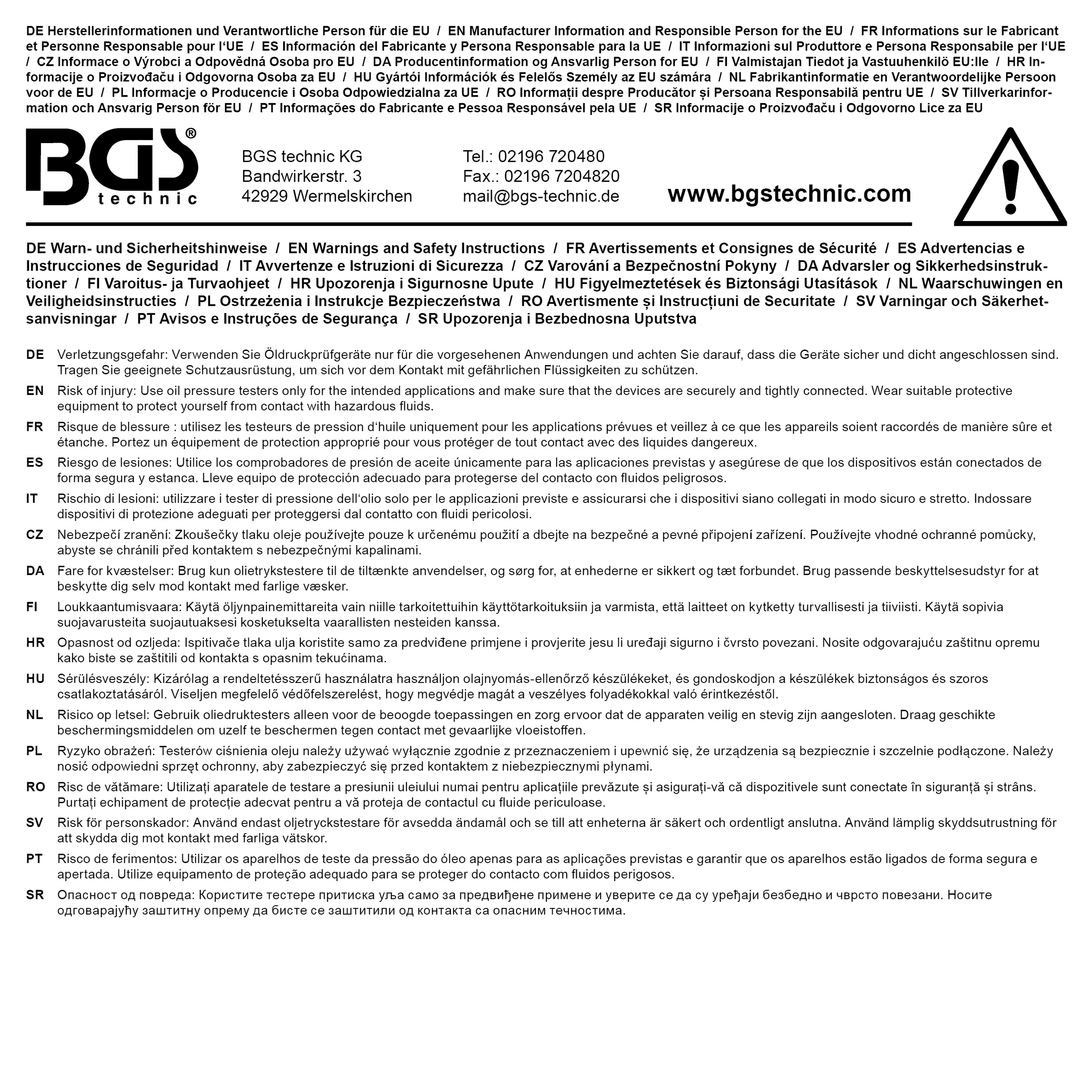 BGS Kompressionstester für Dieselmotoren