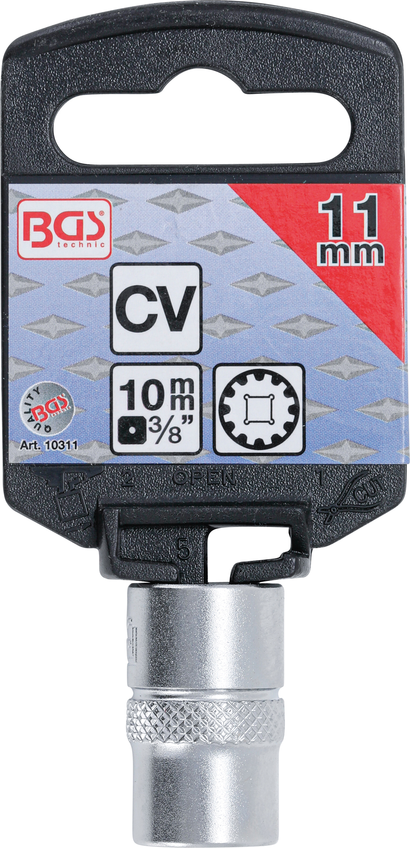 BGS Steckschlüssel-Einsatz Gear Lock | Antrieb Innenvierkant 10 mm (3/8") | SW 11 mm