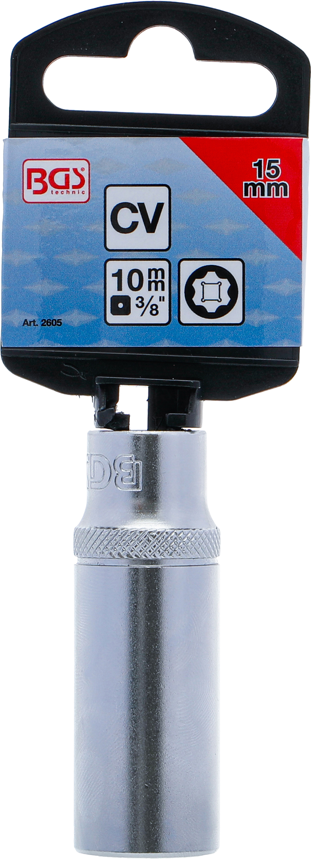 BGS Steckschlüssel-Einsatz Super Lock, tief | Antrieb Innenvierkant 10 mm (3/8") | SW 15 mm