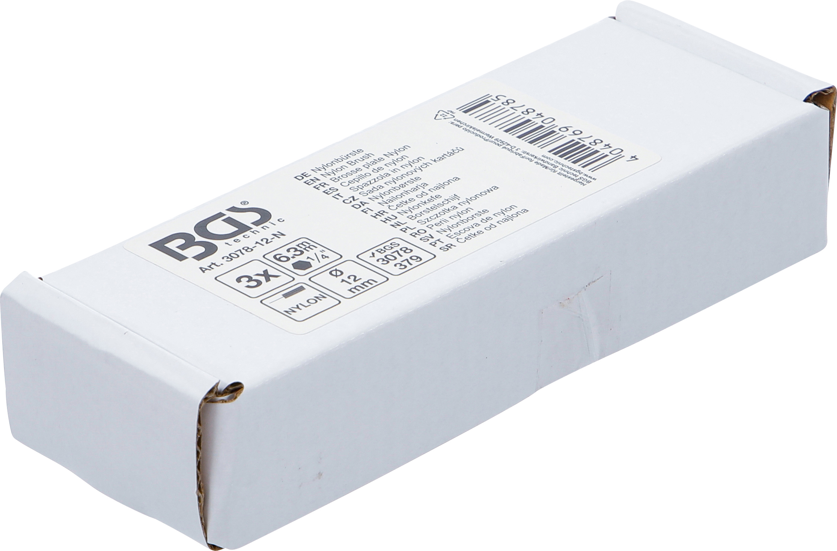 BGS Nylonbürste | 12 mm | Antrieb Außensechskant 6,3 mm (1/4") | 3-tlg.